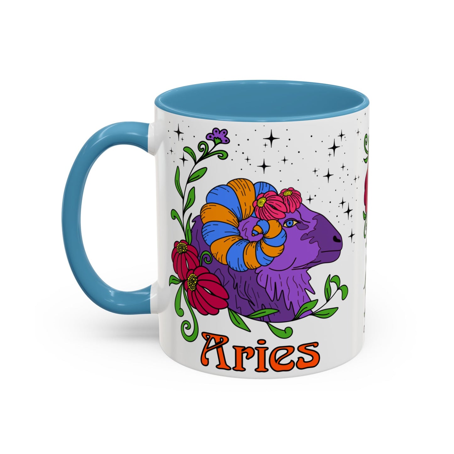 Aries star sign mug, Ram zodiac astrology coffee cup, Horoscope birthday gift mug, Bold retro colourful Design ceramic mug