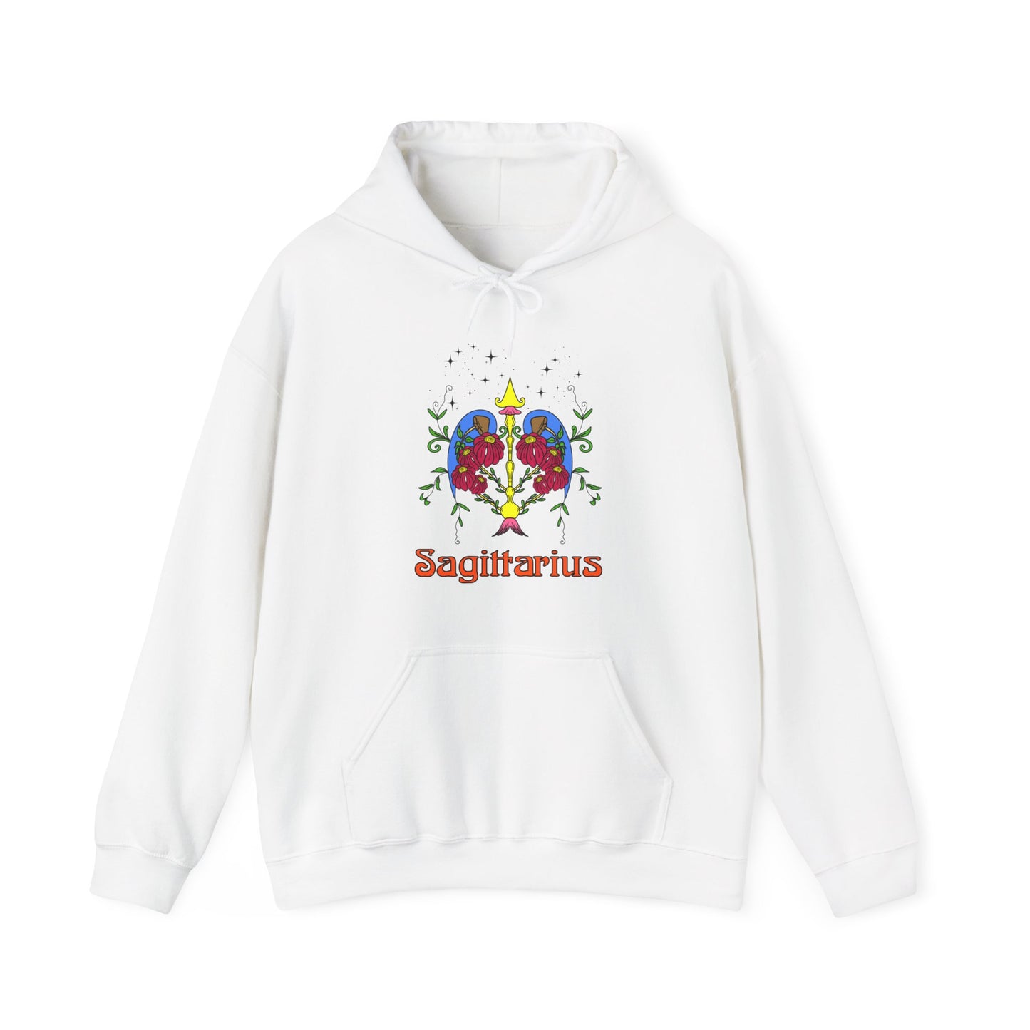 Sagittarius star sign Hoodie, Bow and arrow zodiac astrology Jumper, Horoscope birthday gift sweatshirt, Bold retro colourful Design top