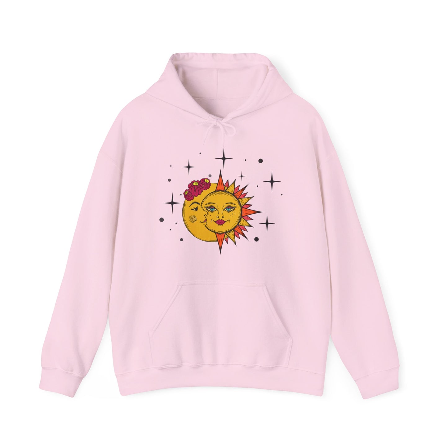 Celestial Sun and Moon Hoodie jumper, Boho Stars and flowers Sweater, Galaxy Graphic Sweatshirt, whimsical Top