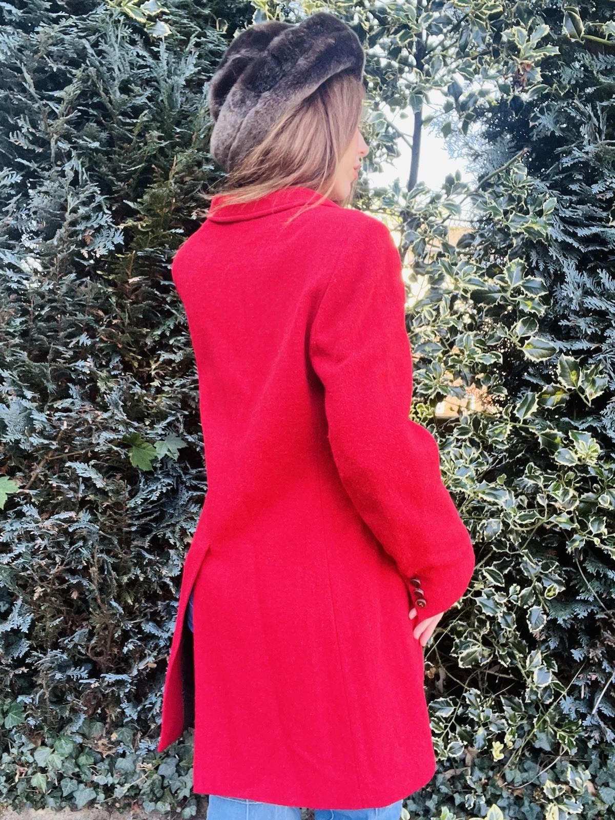 Vintage Y2K Designer Coat By Daks, 100% Wool Rare Limited Edition Red Jacket  16