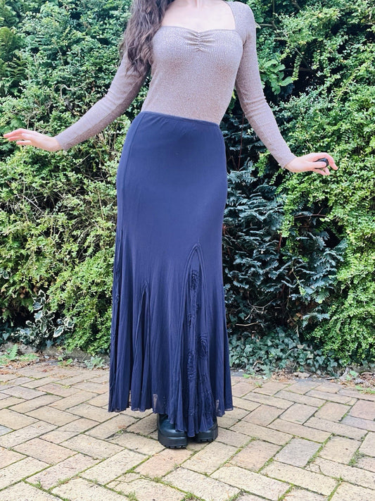 Vintage Y2K Maxi Skirt By Per Una, Whimsigoth Frilly Long Purple Skirt - Size 10