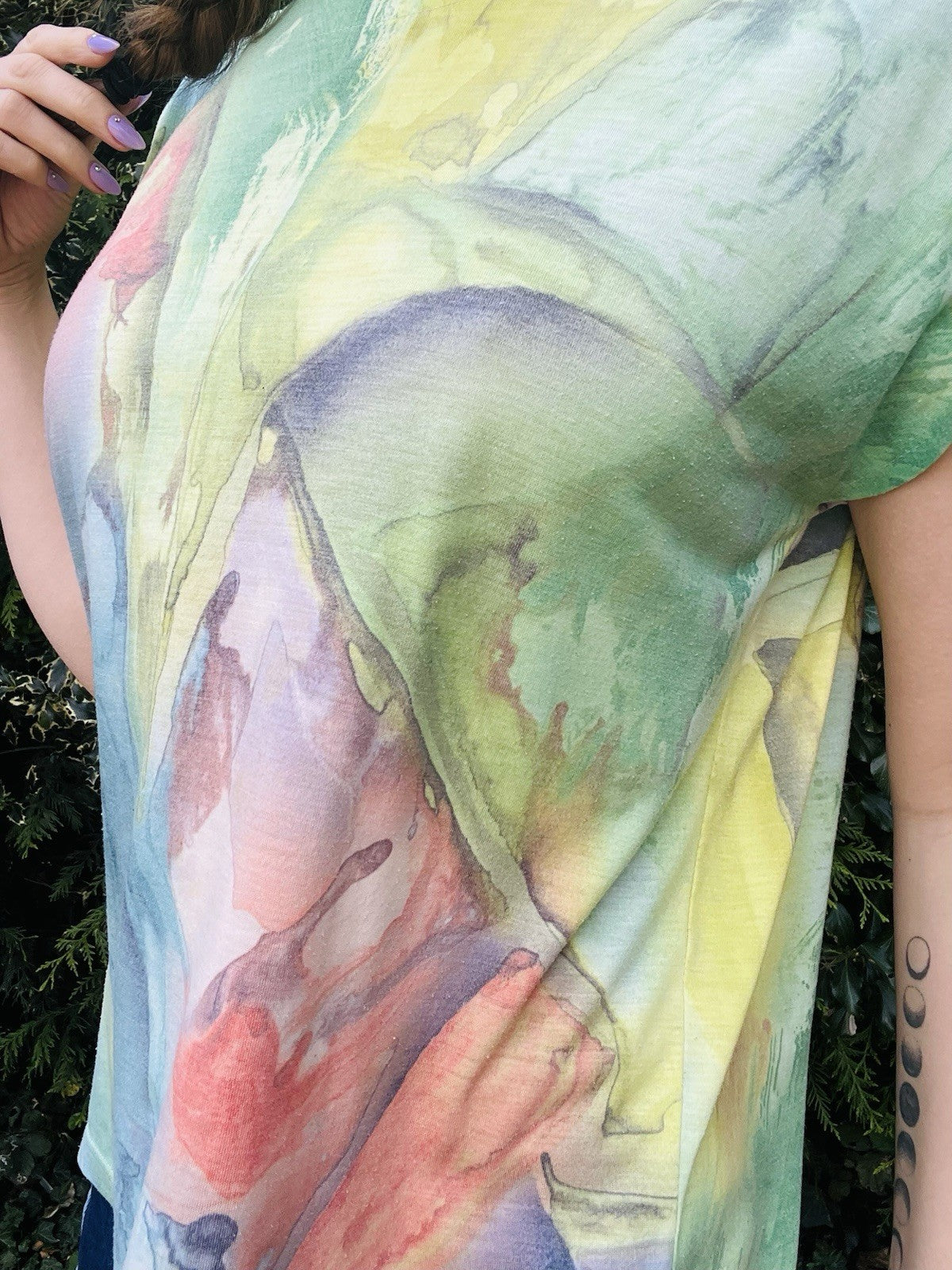 Vintage 1990s Summer T-shirt By Anni Folli Abstract Pastel Watercolour Design 12