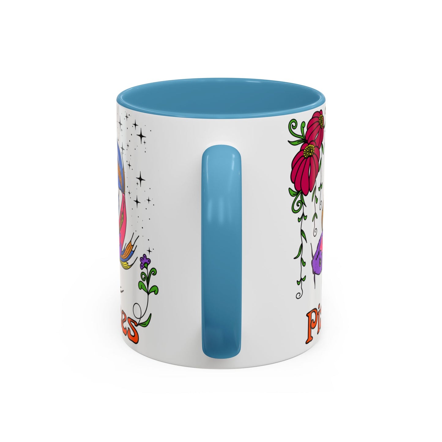 Pisces star sign mug, Fish zodiac astrology coffee cup, Horoscope birthday gift mug, Bold retro colourful Design ceramic mug