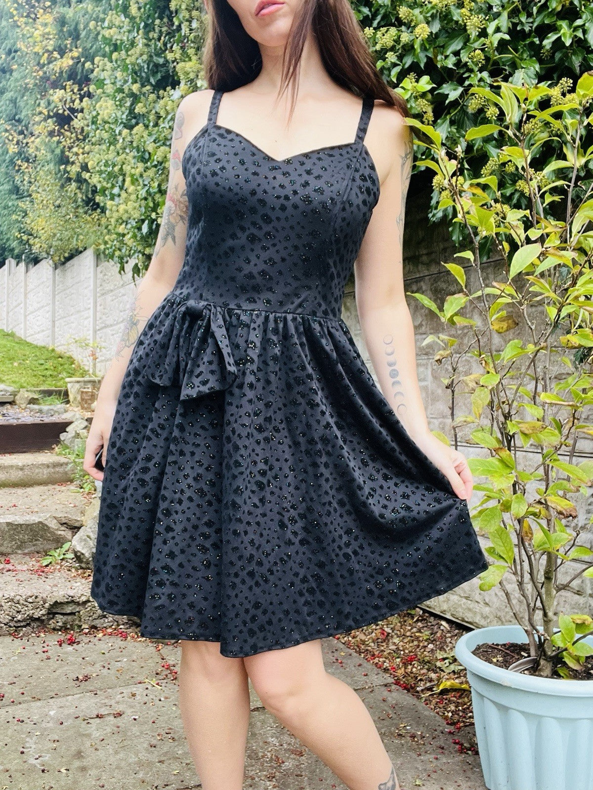 Vintage 1980s Party Dress Black Size 12 To 14 Retro 80s Sparkly Dress With Bow