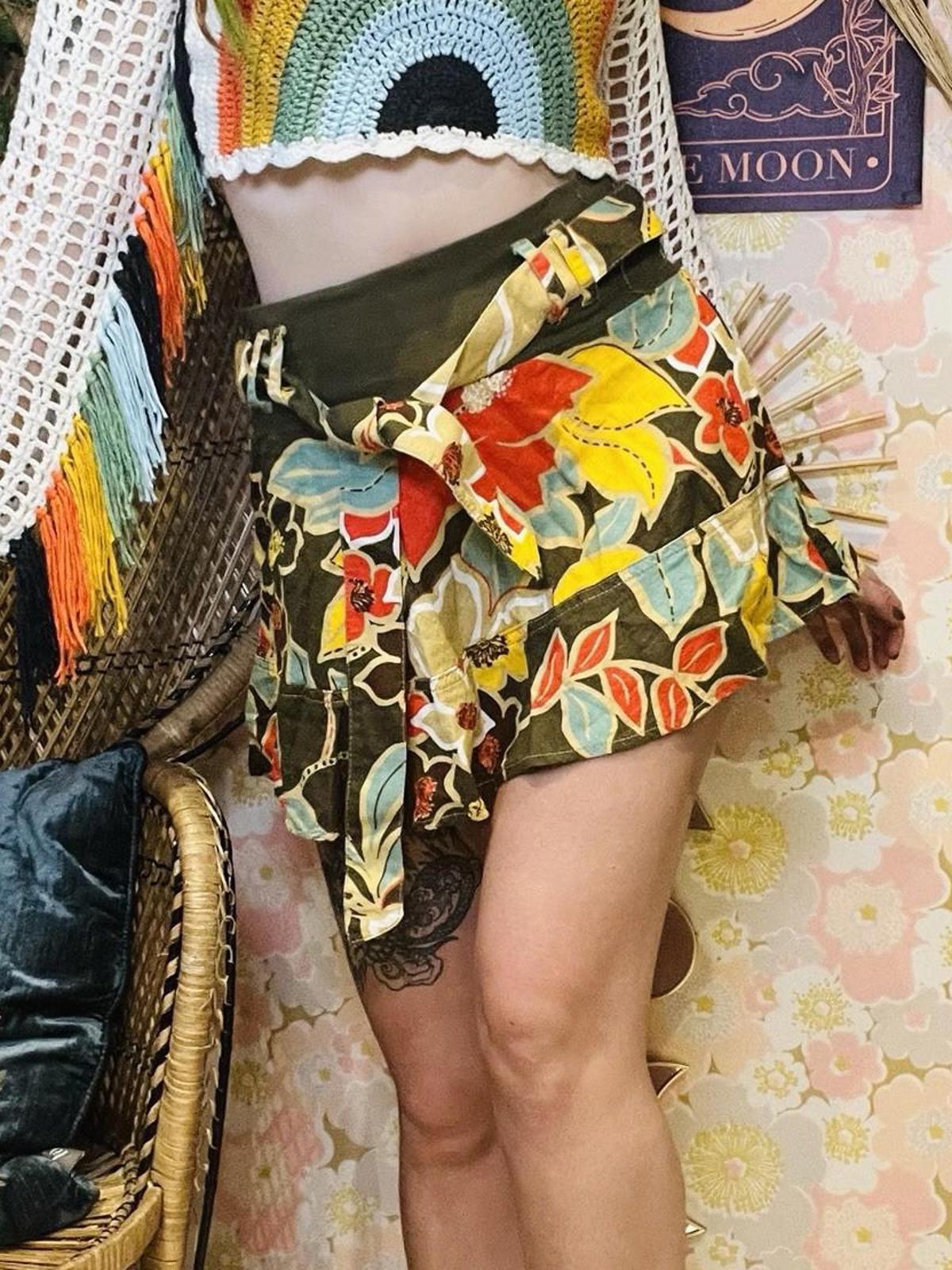Vintage Y2K Mini Skirt Hawaiian Print Summer Festival Holiday Short Skirt 10