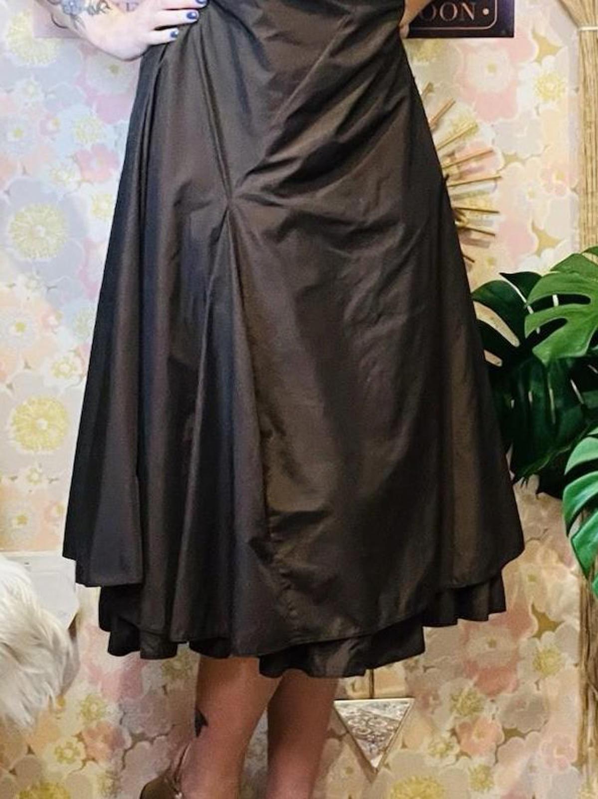 Vintage 1990s Prom Dress 90s Strapless Cocktail Gown Brown Size 14