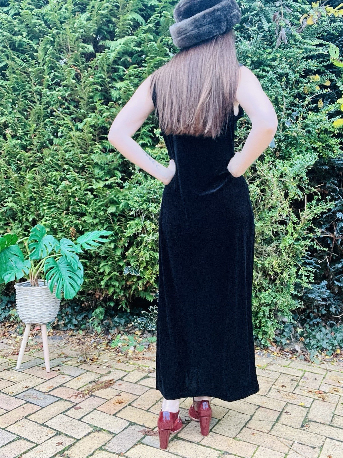 Vintage 90s Velvet Dress Black Size 14 Whimsigoth Sequin Long Cocktail Dress