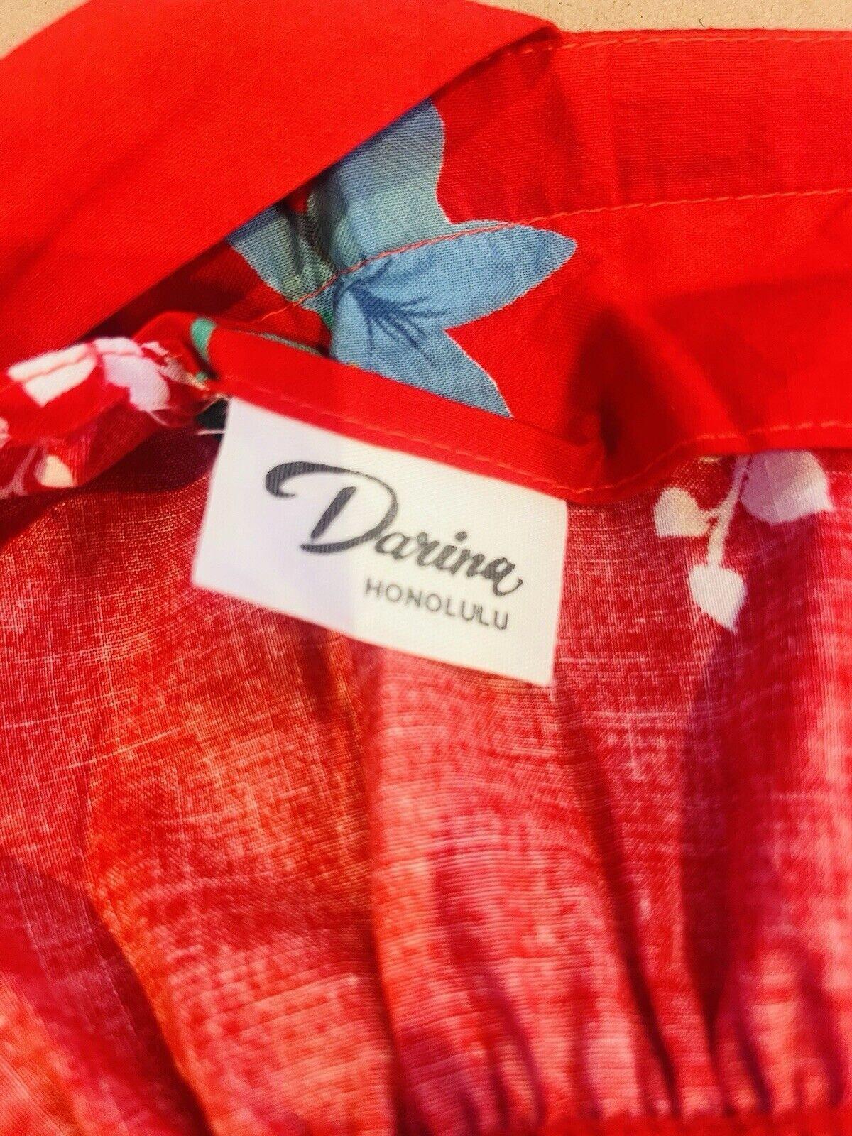 Vintage 1960s Hawaiian Dress By Darina Honolulu Red Floral Maxi Summer Dress 10
