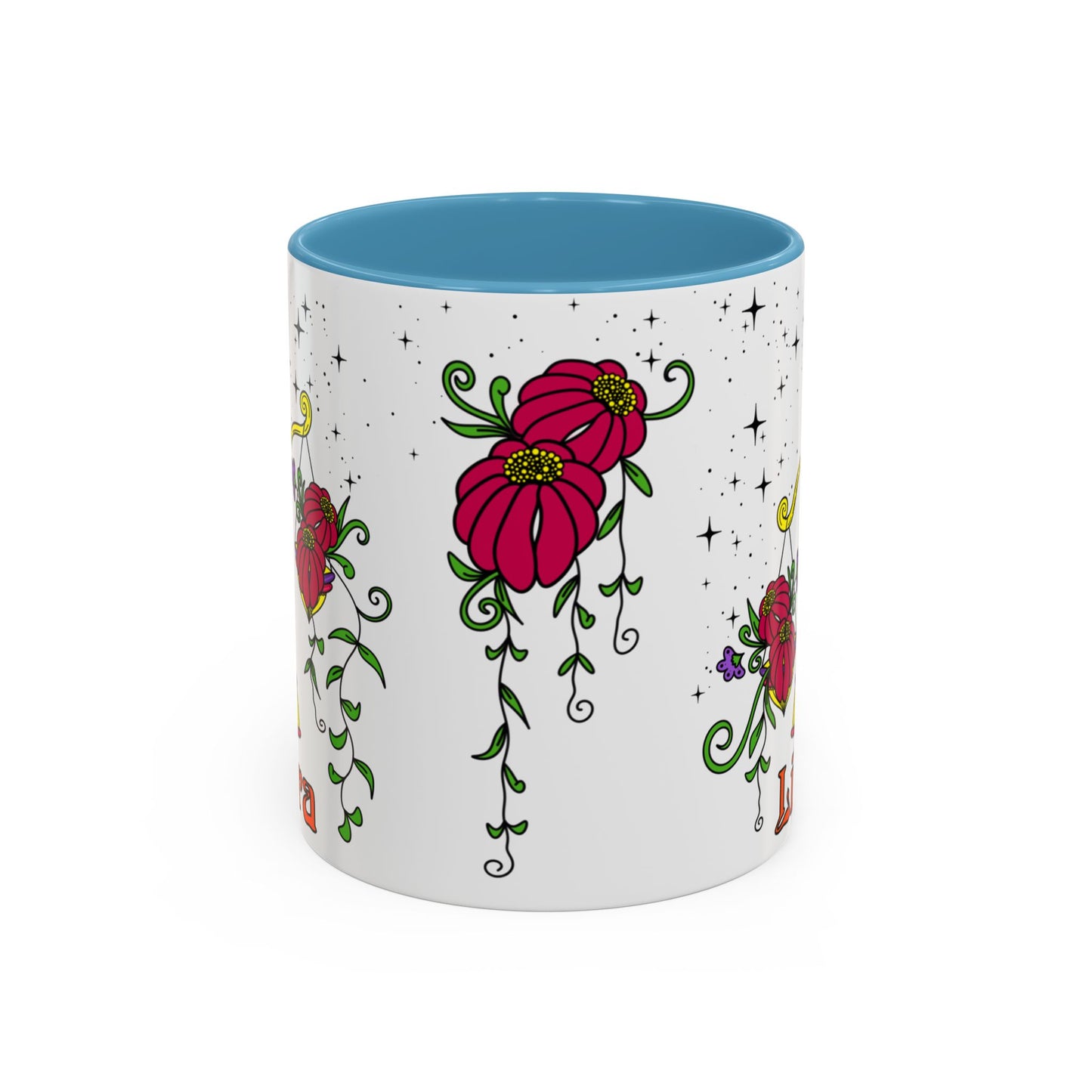 Libra star sign mug, Scales zodiac astrology coffee cup, Horoscope birthday gift mug, Bold retro colourful Design ceramic mug