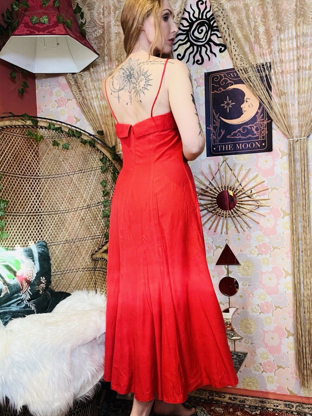 Vintage 1990s Summer Dress By Next Simple Floaty Strappy Dress Red Size 10
