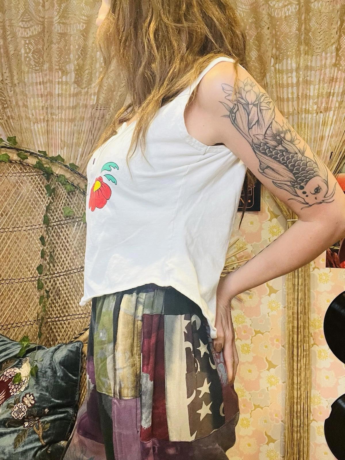 Vintage 1980s Vest Top Tank Top Retro Summer Cotton Sleeveless T-shirt 12