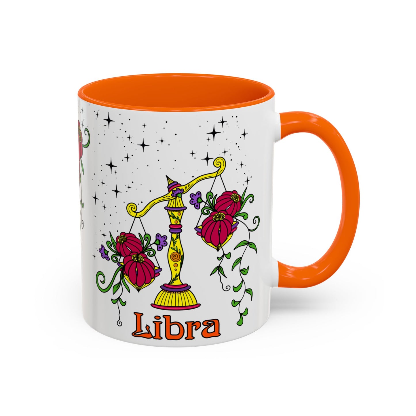 Libra star sign mug, Scales zodiac astrology coffee cup, Horoscope birthday gift mug, Bold retro colourful Design ceramic mug