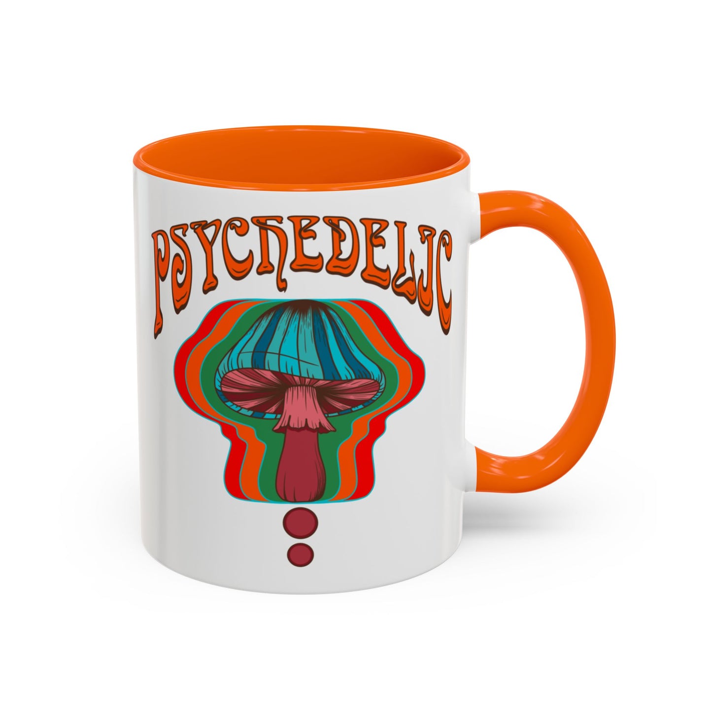 Trippy mushroom mug, hippie retro 60s 70s tea and coffee mug, Psychedelic ceramic drink cup