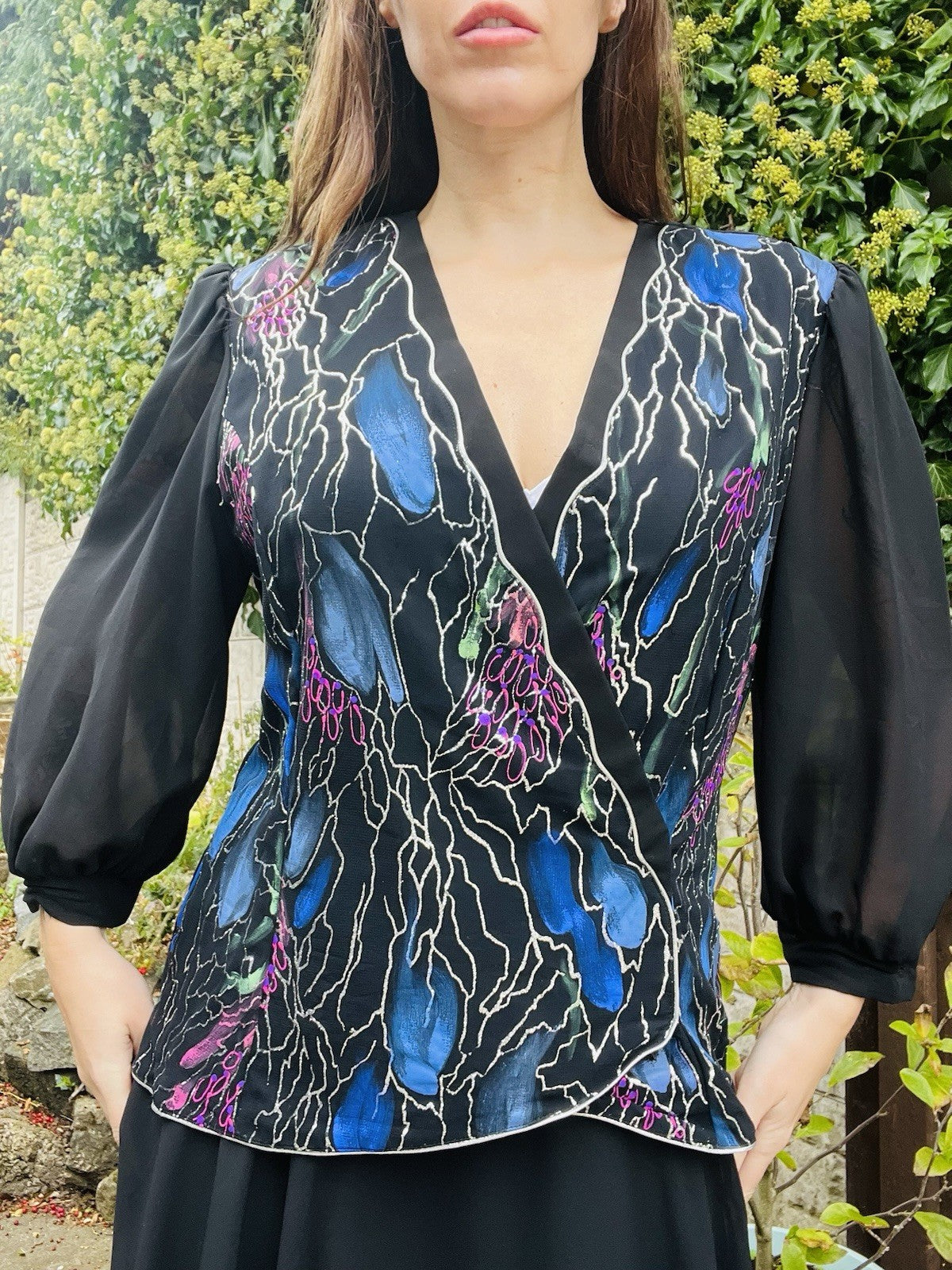 Vintage 80s Party Dress Black Size 12 14 Retro 1980s Fancy Dress