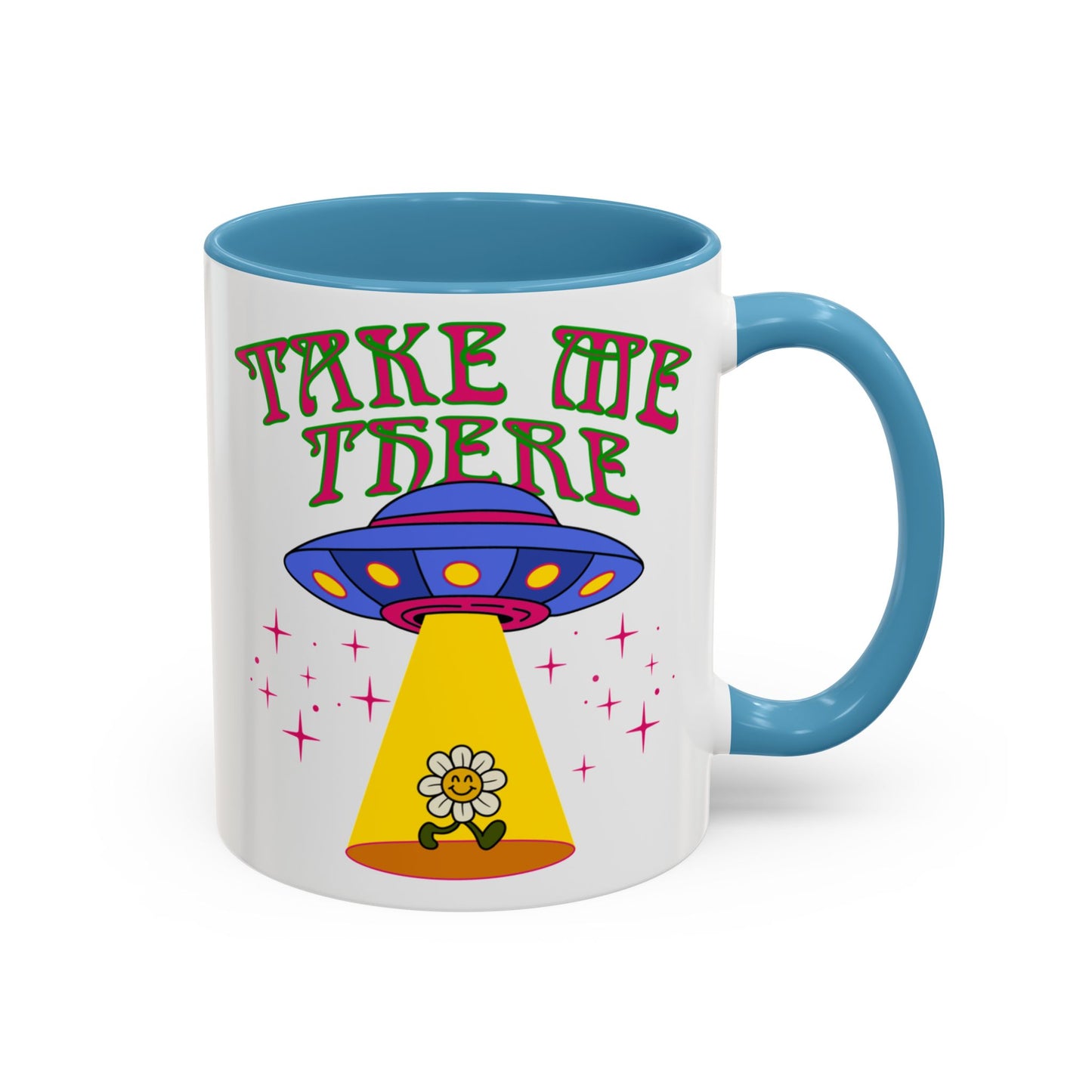 Trippy UFO mug, hippie retro 60s 70s tea and coffee mug, Psychedelic space flower ceramic drink cup