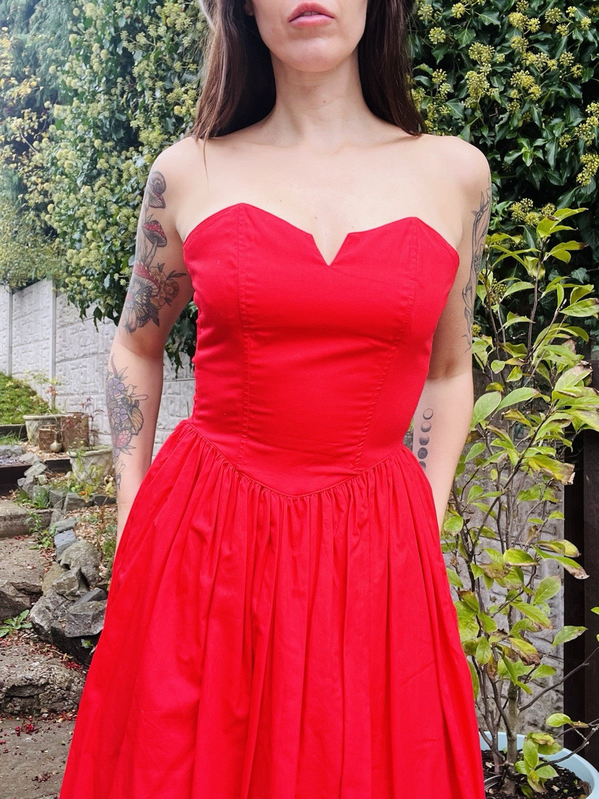 Vintage 90s Party Dress Red Size 10 Retro 1990s Corset Dress With Bow Detail