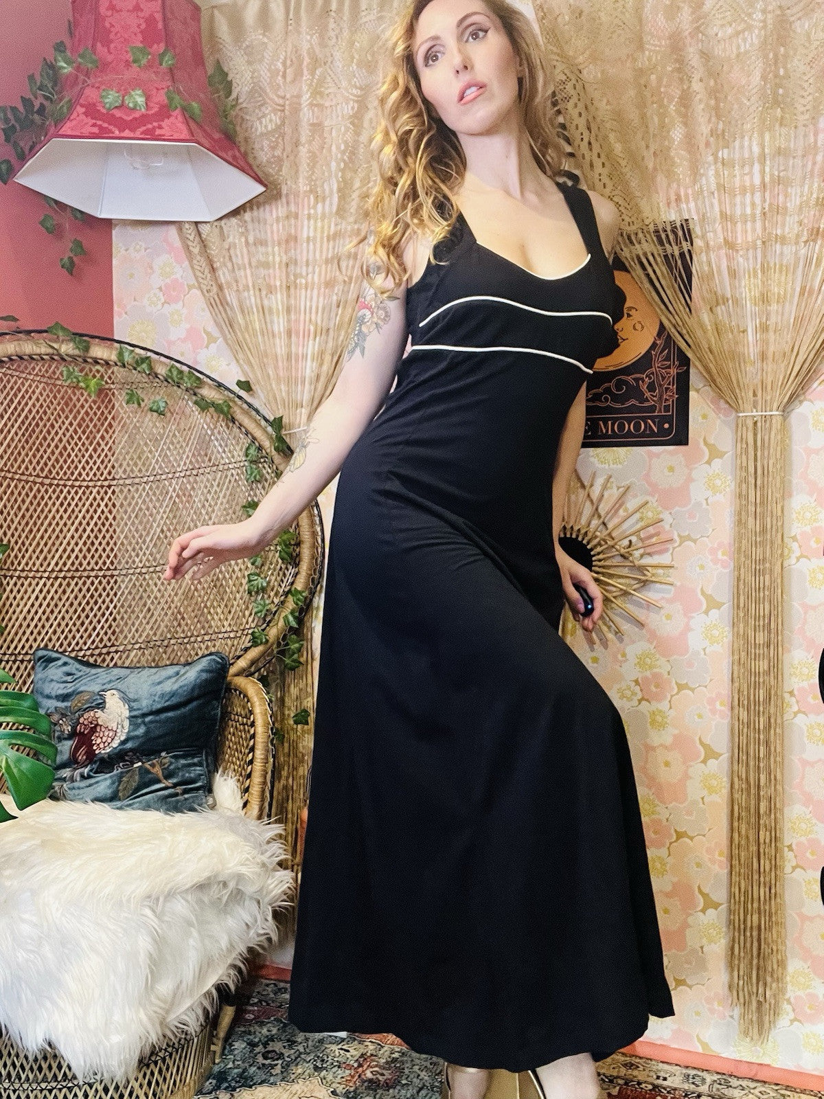 Vintage 1990s Maxi Dress By Collection Long Nautical Sailor Summer Dress Blue 12