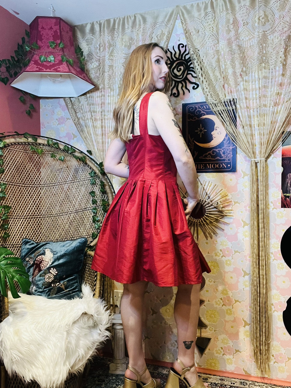 Vintage 1990s Cocktail Dress Button Front A Line Knee Length Party Prom Dress 12