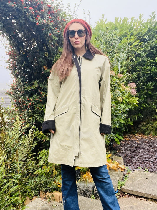 Vintage 80s Warm Coat By Dennis Basso Long Winter Jacket Beige Size L 16-18