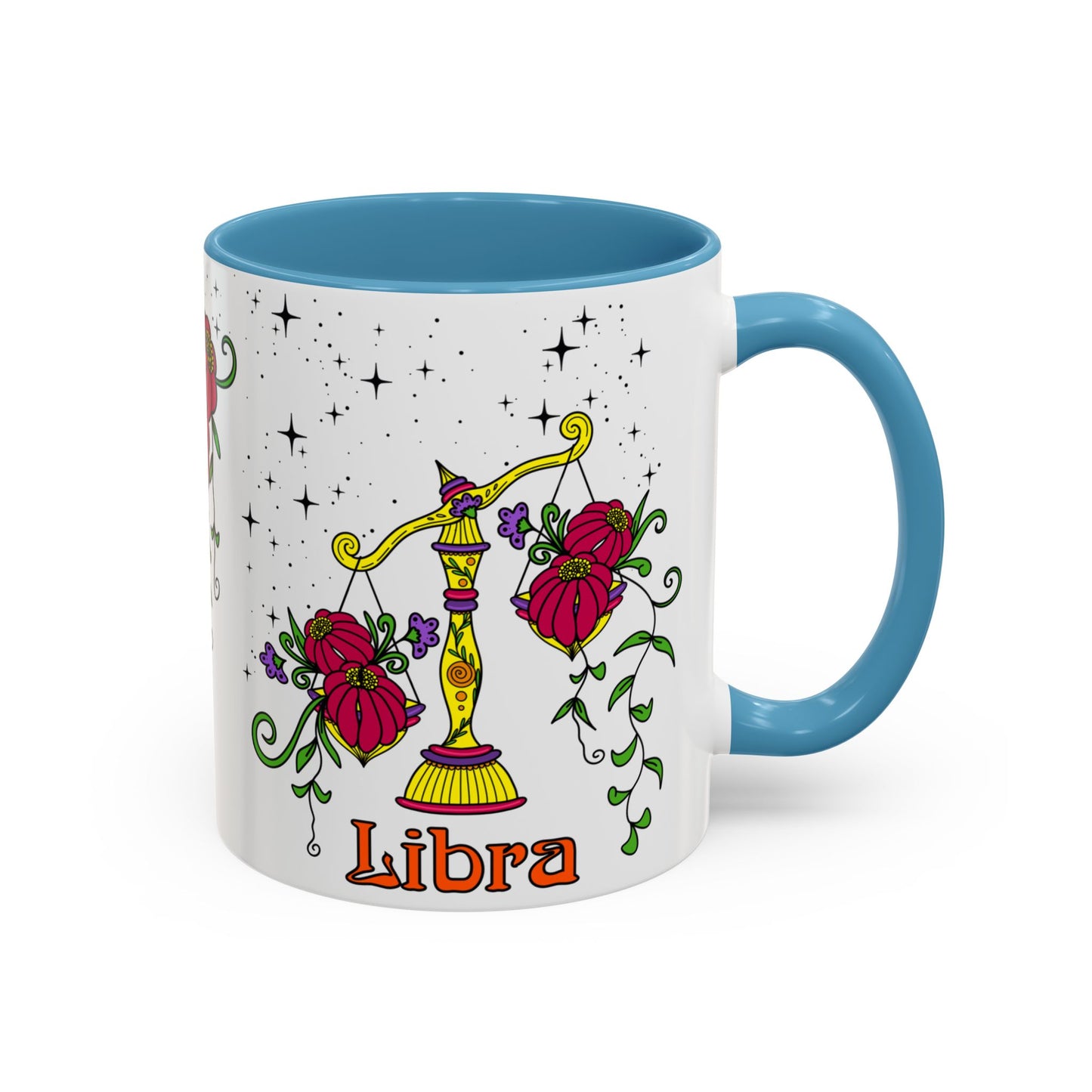 Libra star sign mug, Scales zodiac astrology coffee cup, Horoscope birthday gift mug, Bold retro colourful Design ceramic mug