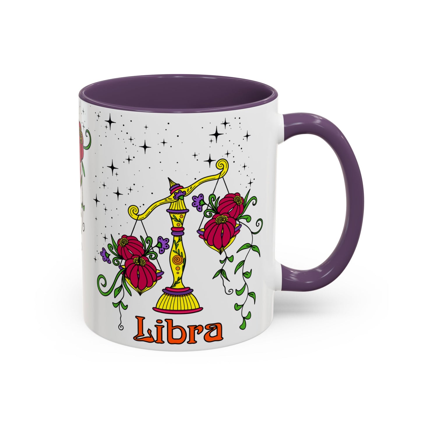 Libra star sign mug, Scales zodiac astrology coffee cup, Horoscope birthday gift mug, Bold retro colourful Design ceramic mug