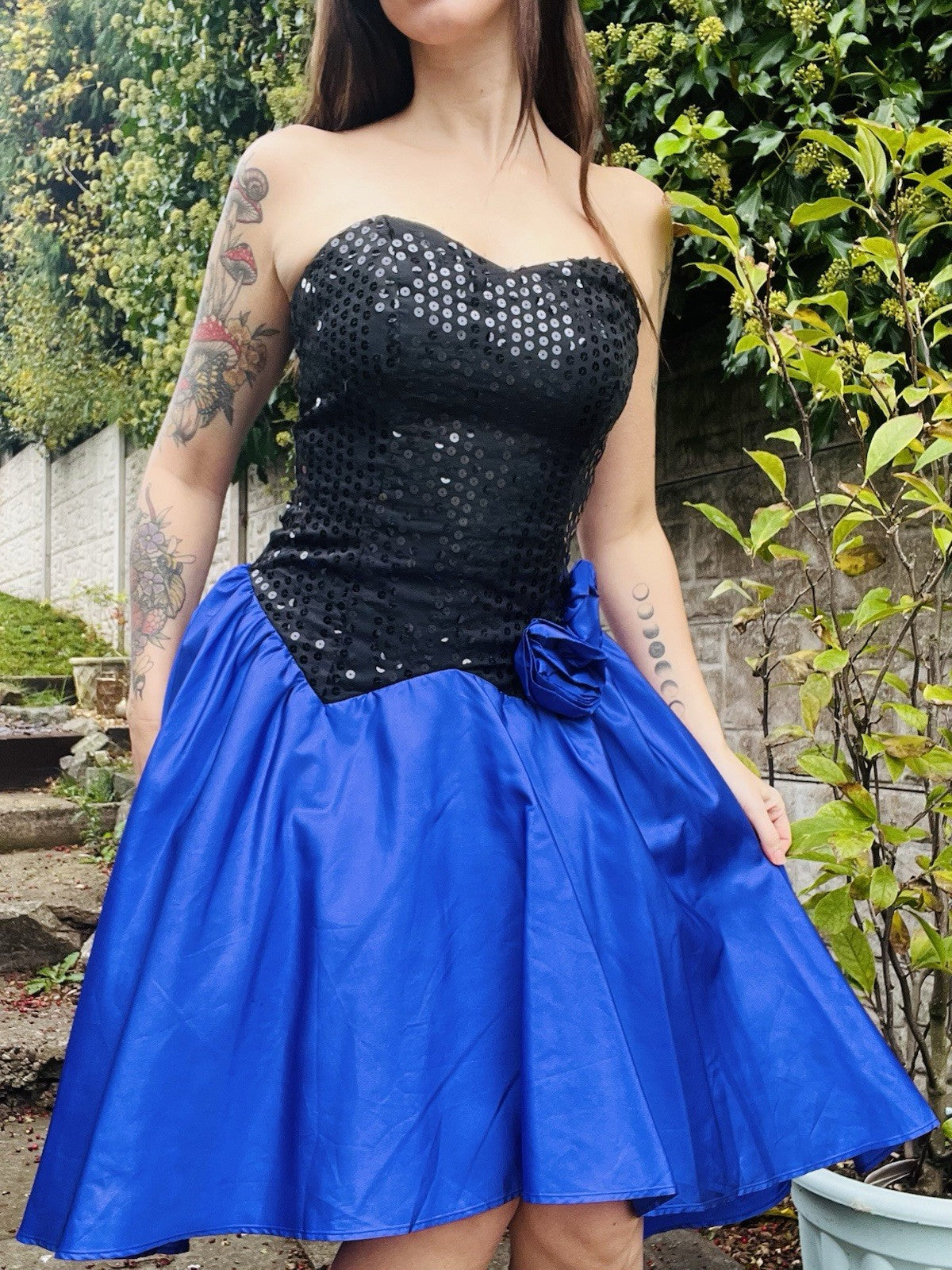 Vintage 80s Party Dress Size 8 To 10 Black Purple By Yessica Sparkly Sequin Top