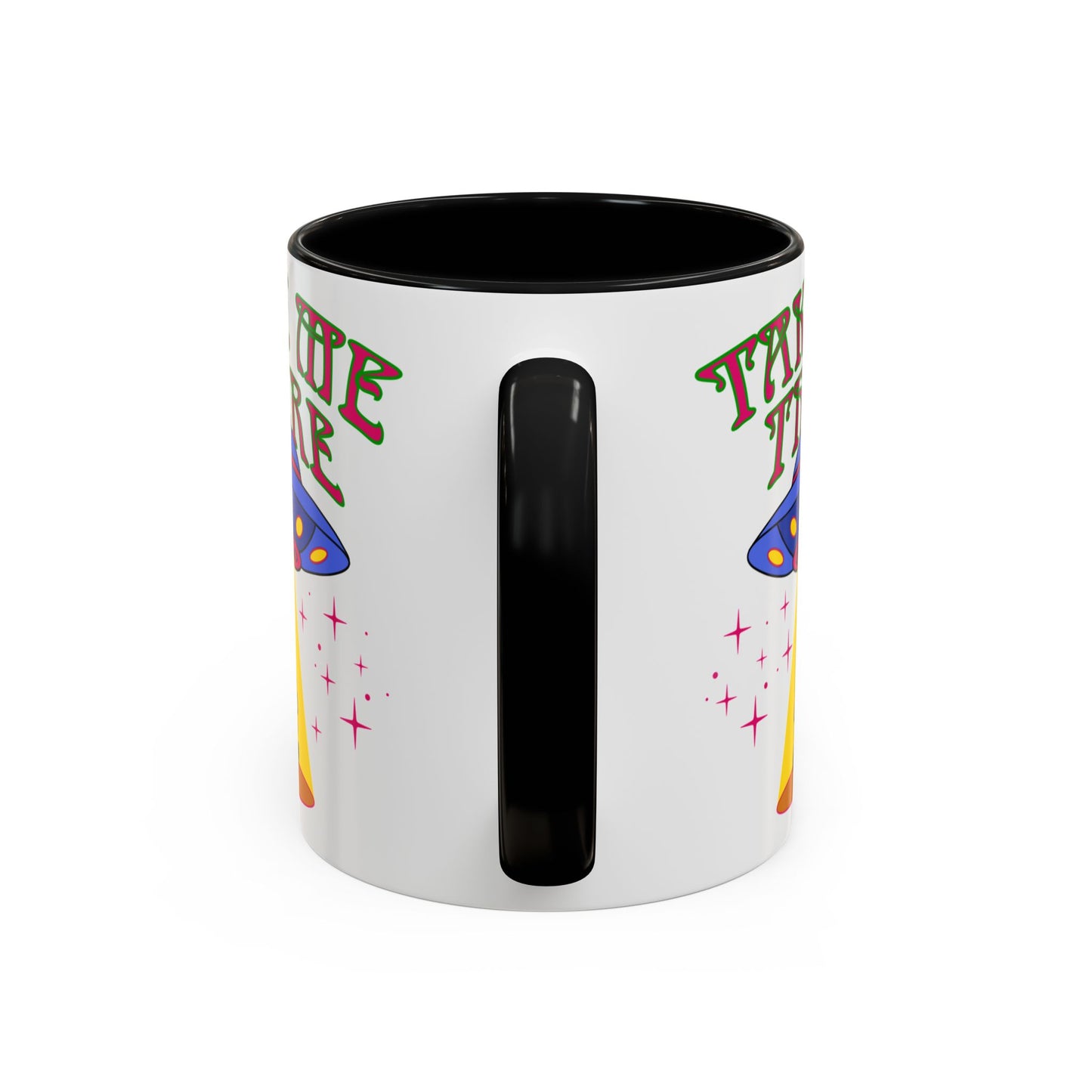 Trippy UFO mug, hippie retro 60s 70s tea and coffee mug, Psychedelic space flower ceramic drink cup