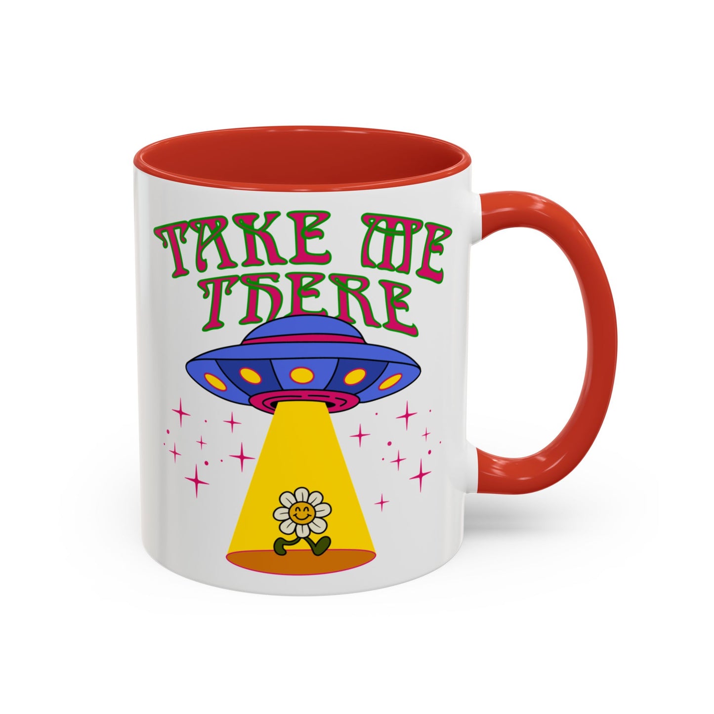 Trippy UFO mug, hippie retro 60s 70s tea and coffee mug, Psychedelic space flower ceramic drink cup