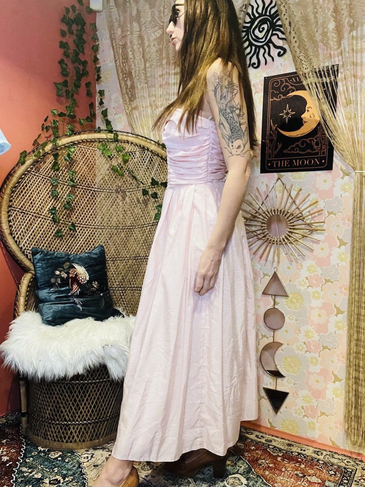 Vintage 90s Cocktail Dres Pink Size 14 1990s  Strapless Floaty Fairycore Ball