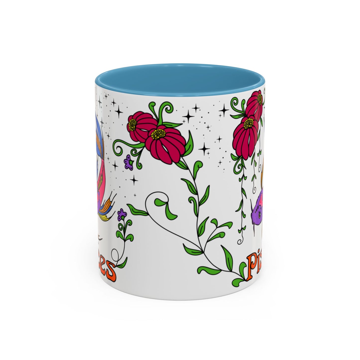 Pisces star sign mug, Fish zodiac astrology coffee cup, Horoscope birthday gift mug, Bold retro colourful Design ceramic mug