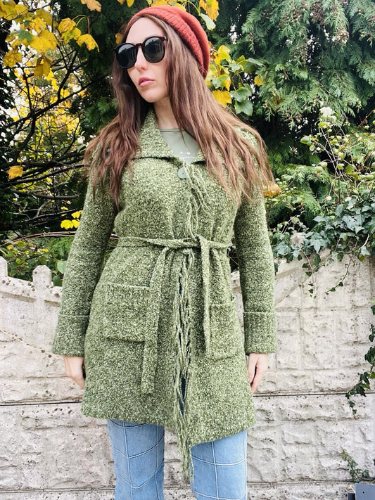 Fairycore Knit Cardigan Jumper By Soon Size 12 Green Long Knitted Whimsigoth