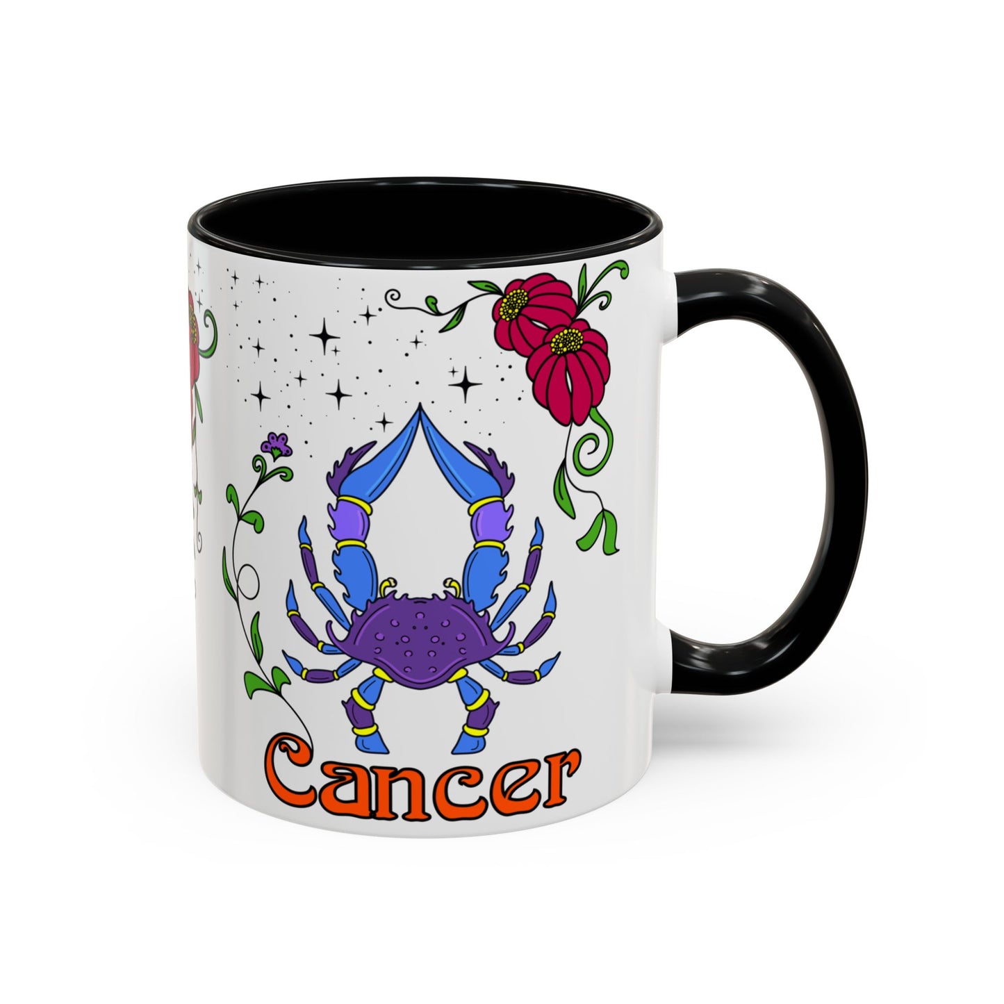 Cancer star sign mug, Crab zodiac astrology coffee cup, Horoscope birthday gift mug, Bold retro colourful Design ceramic mug