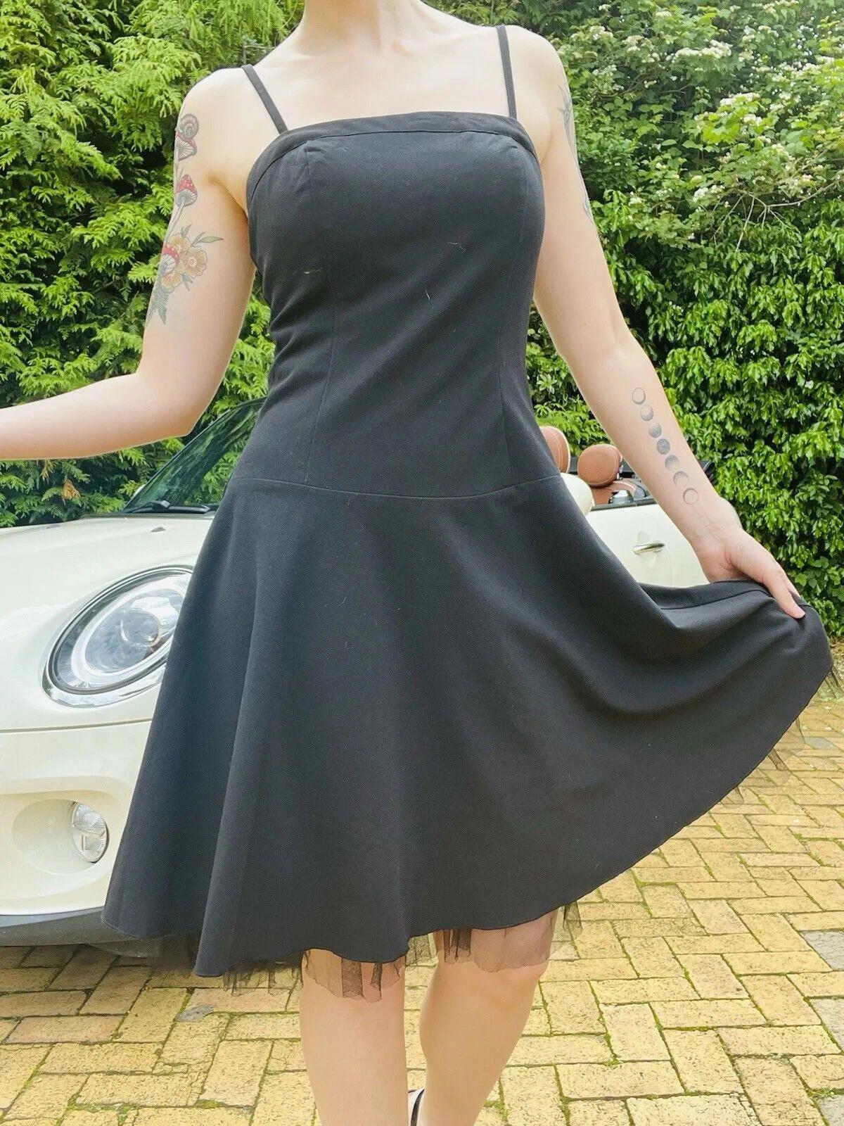 Vintage Y2k Party Dress By Melrose Removable Straps Tulle Underlayer Black 10