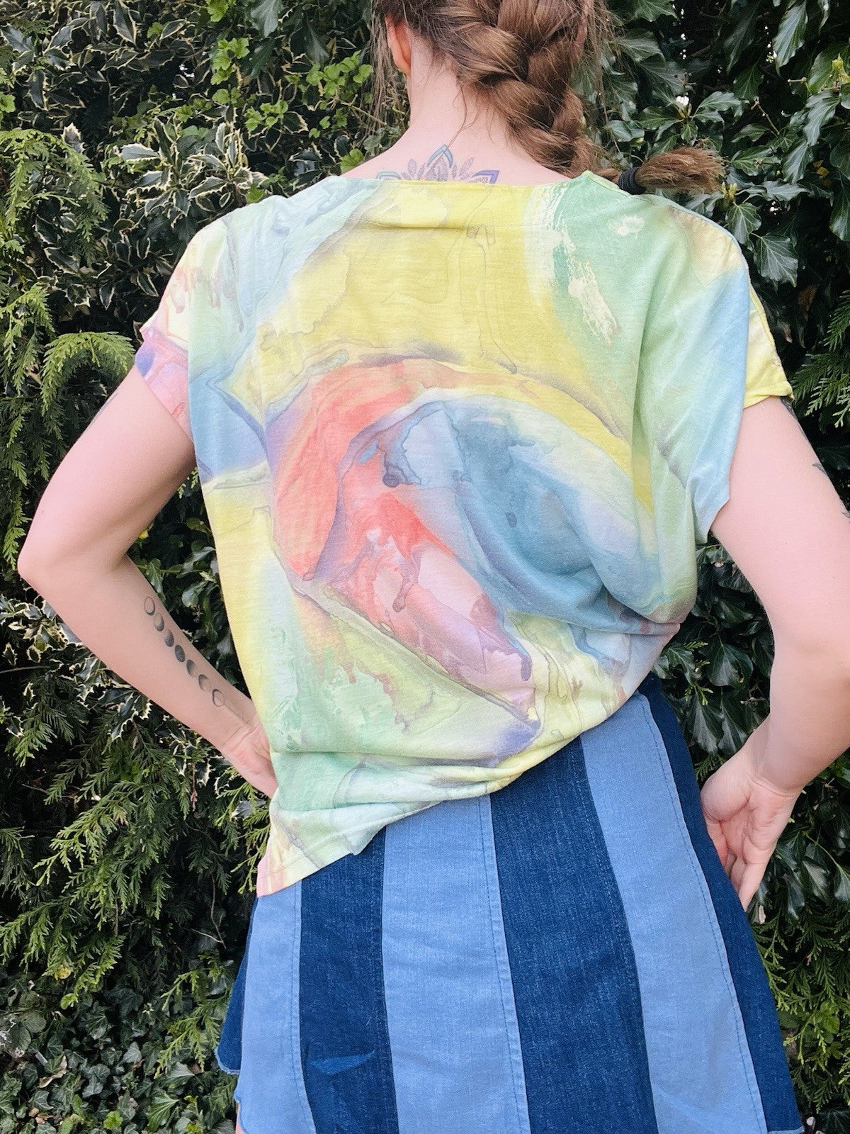 Vintage 1990s Summer T-shirt By Anni Folli Abstract Pastel Watercolour Design 12