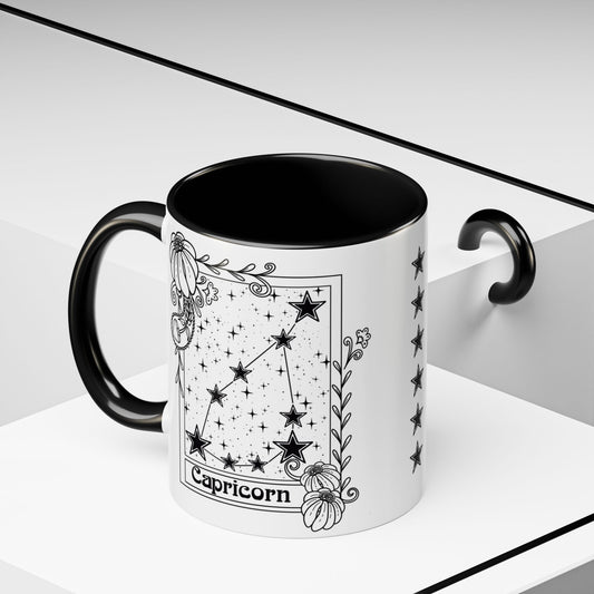 Capricorn Constellation mug, Zodiac astrology coffee cup, Horoscope birthday gift mug, Star sign tarot card ceramic mug