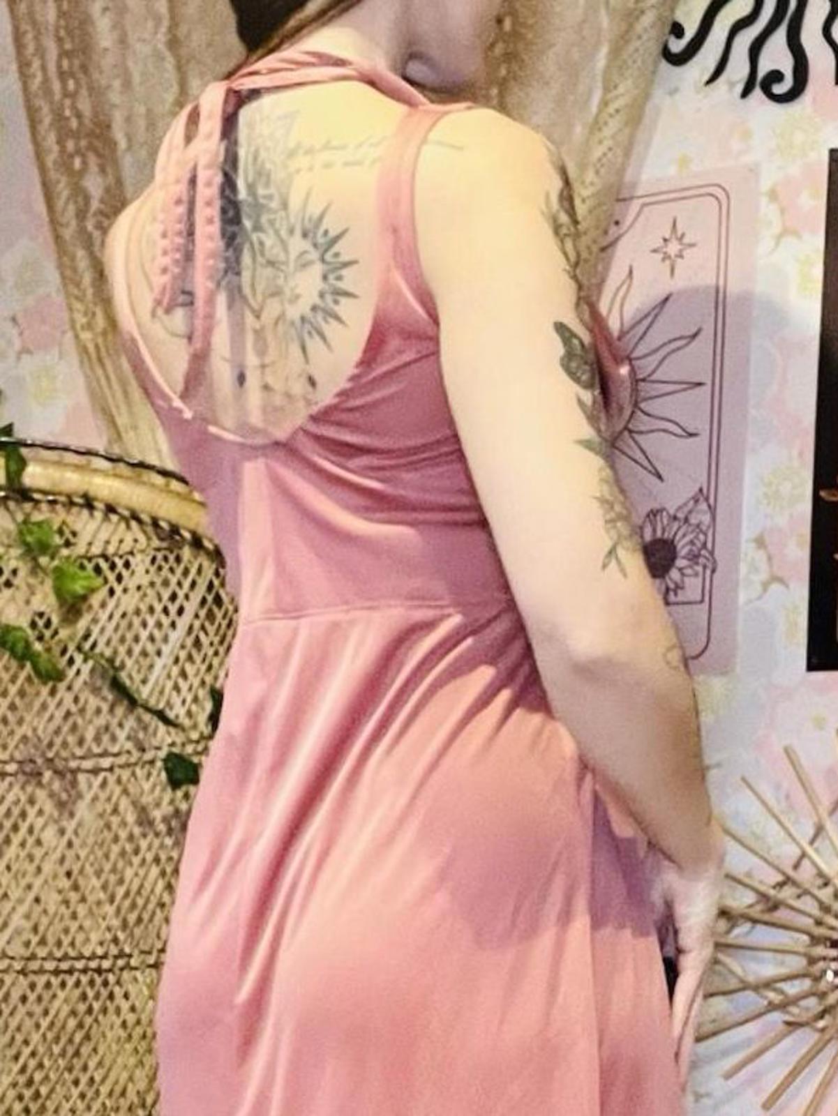 Vintage 1970s Slip Dress Size 10 Pink Retro 70s Slinky Long Cowl Neck  Dress