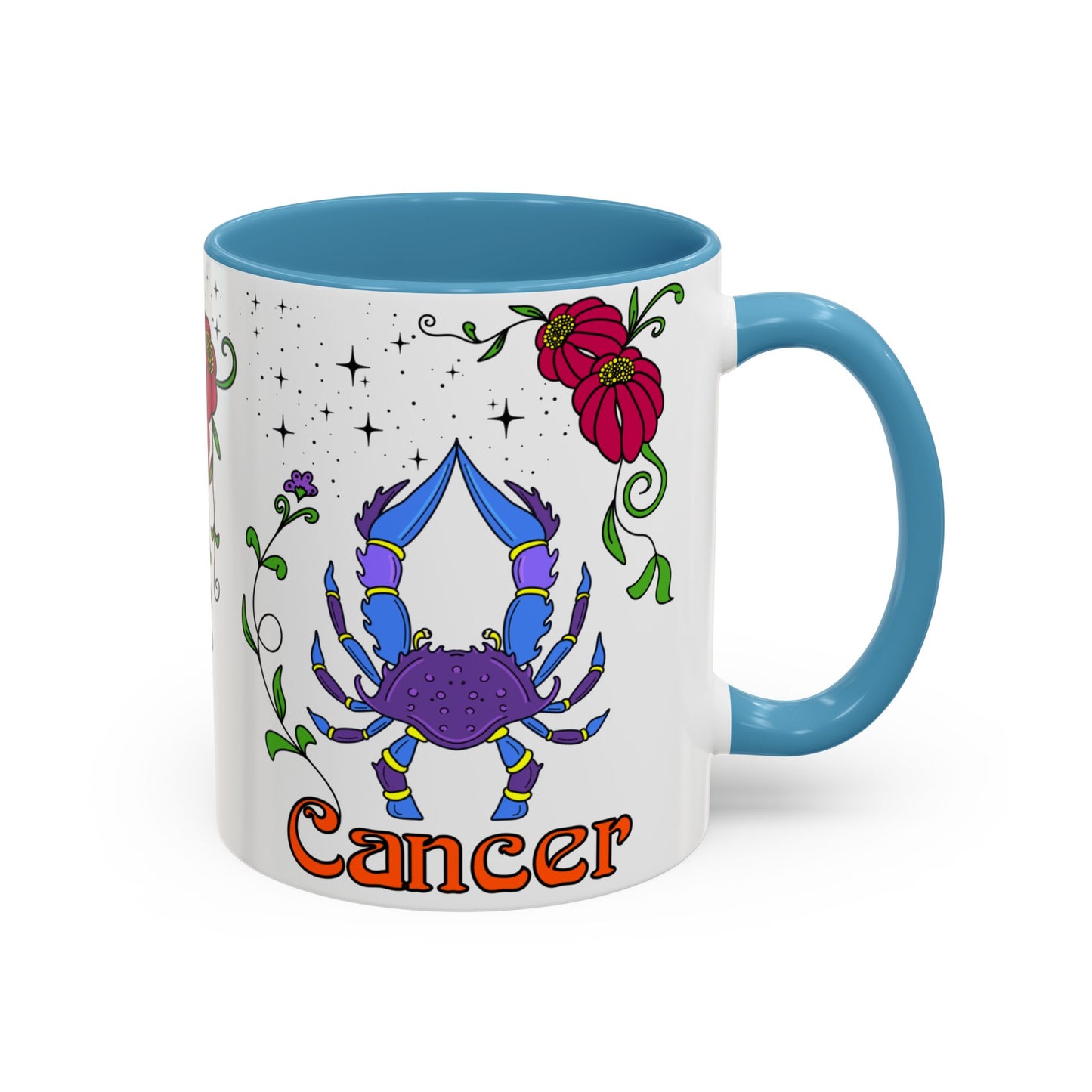 Cancer star sign mug, Crab zodiac astrology coffee cup, Horoscope birthday gift mug, Bold retro colourful Design ceramic mug