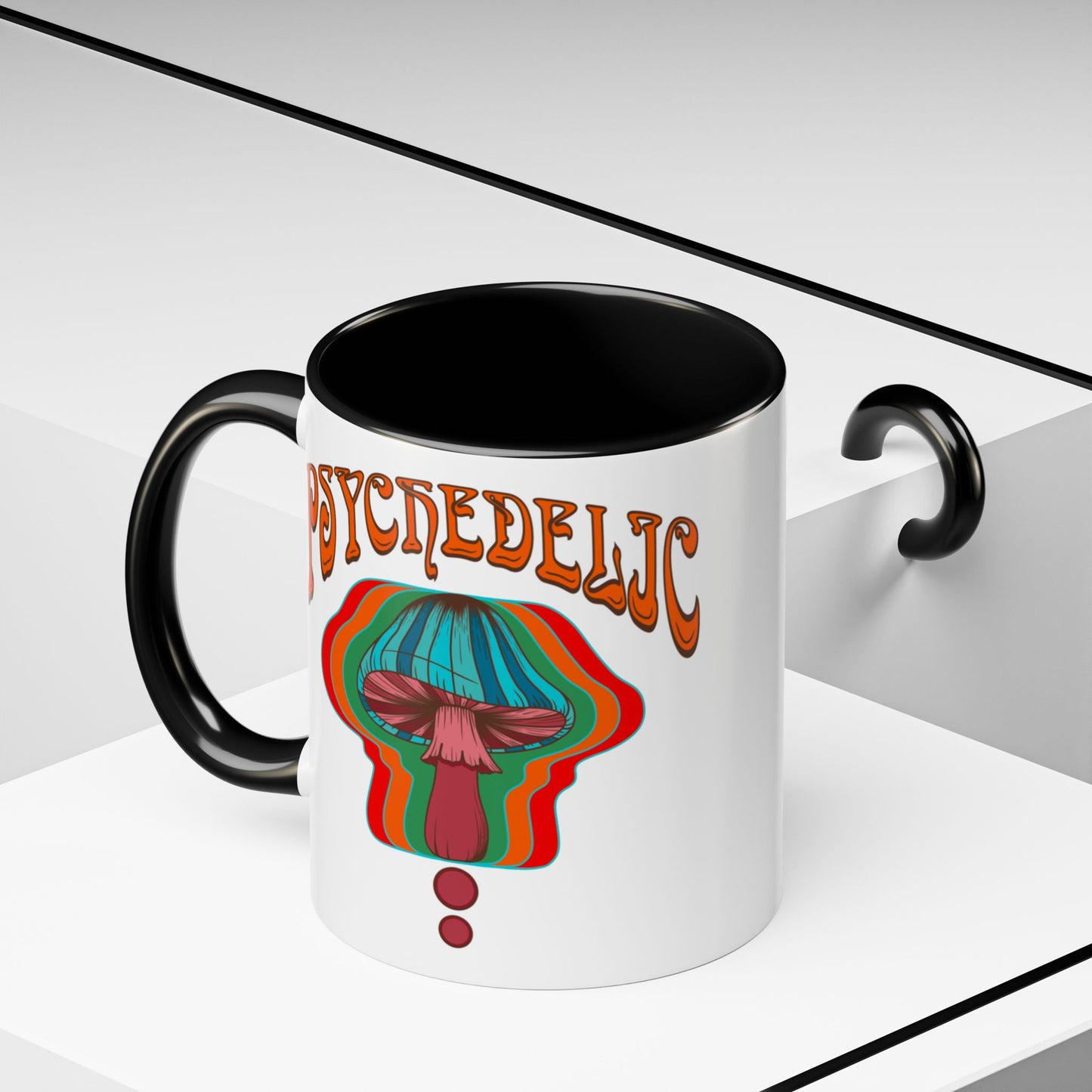Trippy mushroom mug, hippie retro 60s 70s tea and coffee mug, Psychedelic ceramic drink cup
