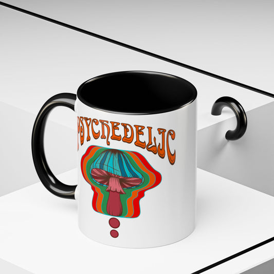 Trippy mushroom mug, hippie retro 60s 70s tea and coffee mug, Psychedelic ceramic drink cup
