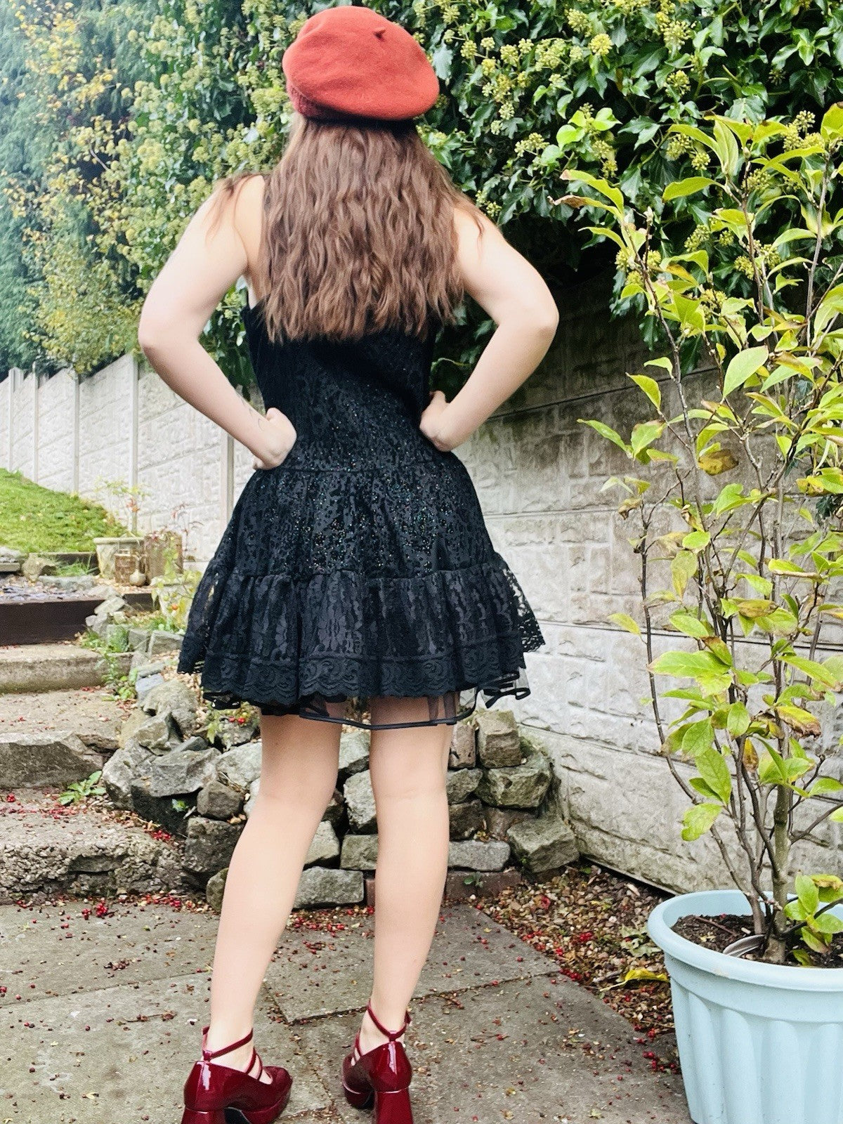 Vintage 1980s Party Dress Black Size 12 To 14 Retro 80s Sparkly And Lace Dress