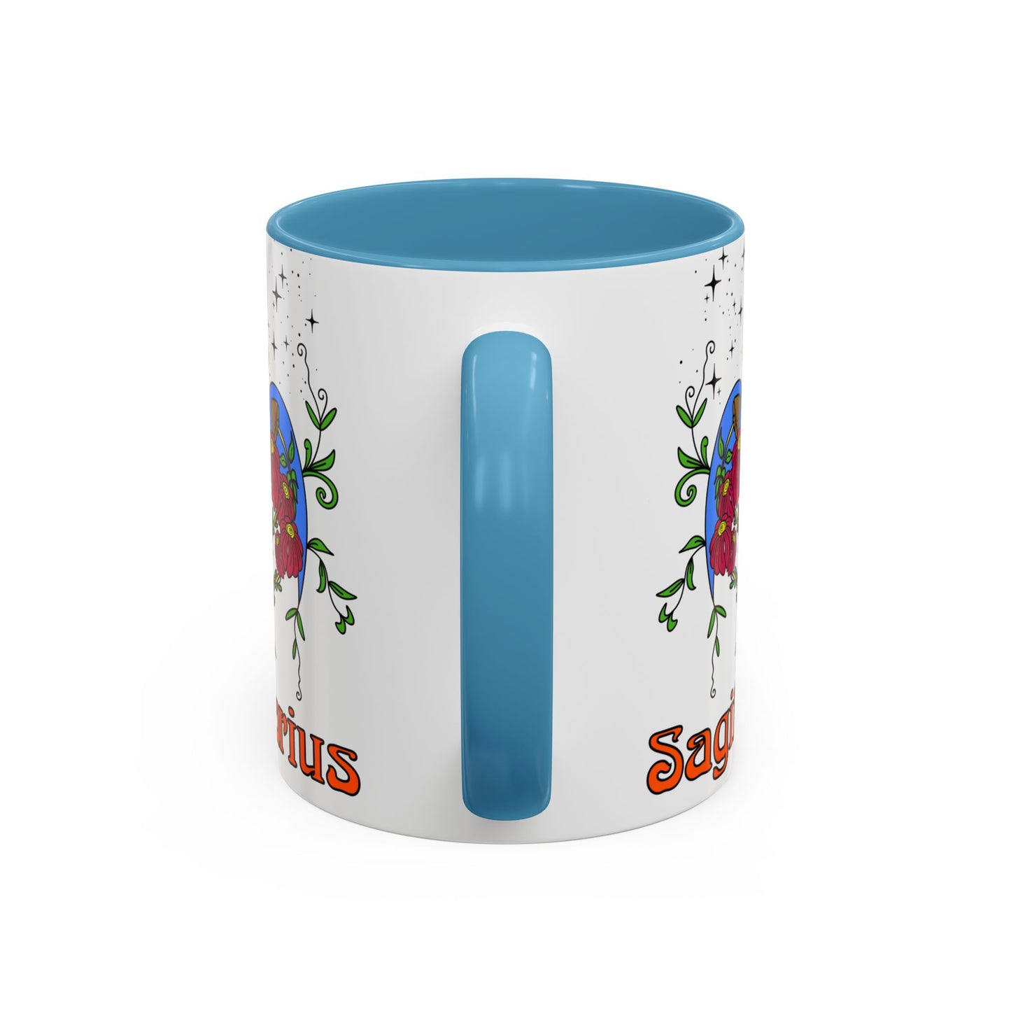 Sagittarius star sign mug, Bow and arrow zodiac astrology coffee cup, Horoscope birthday gift mug, Bold retro colourful Design ceramic mug