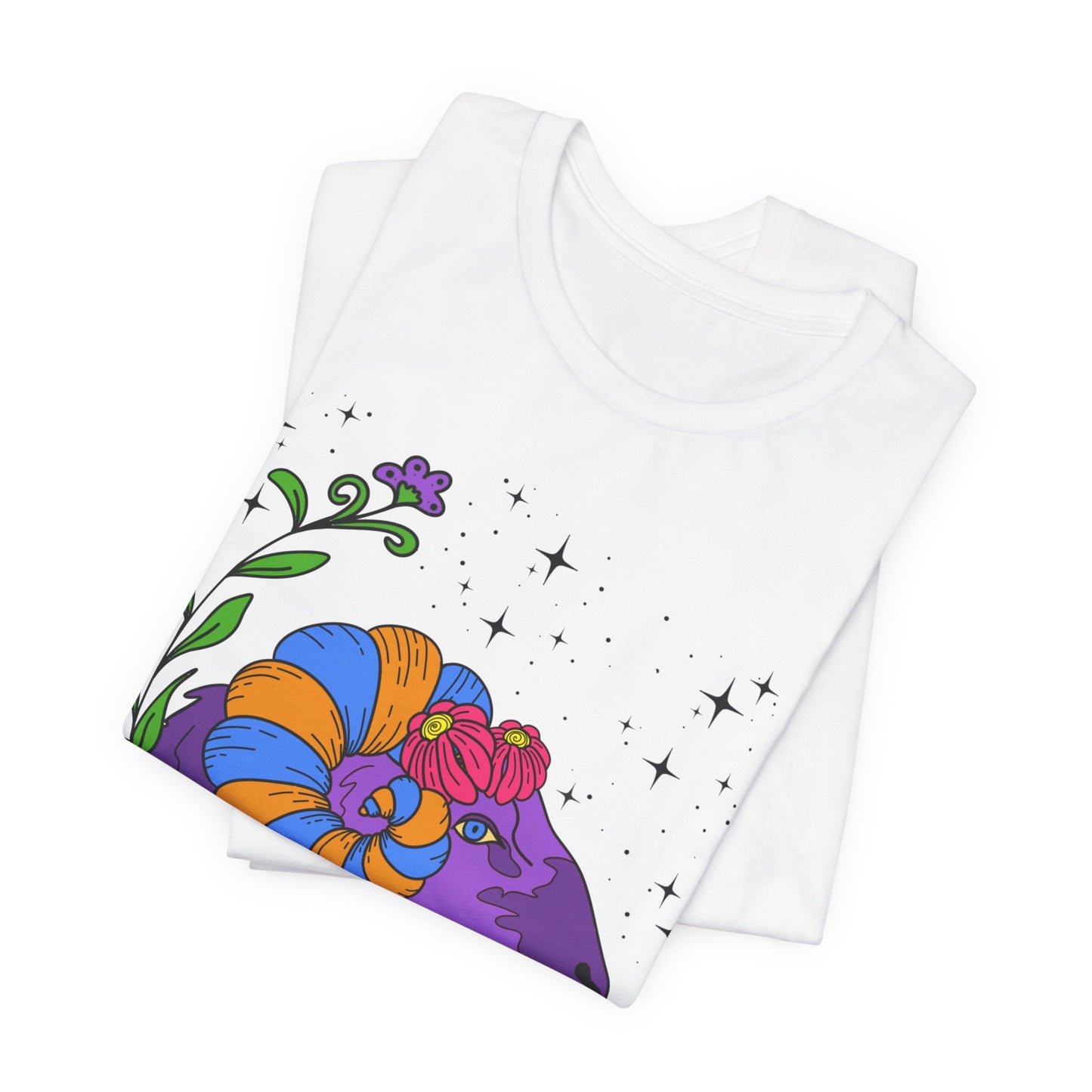 Aries star sign T-Shirt, Ram zodiac astrology top, Horoscope birthday gift Tee, Bold retro colourful Design tshirt
