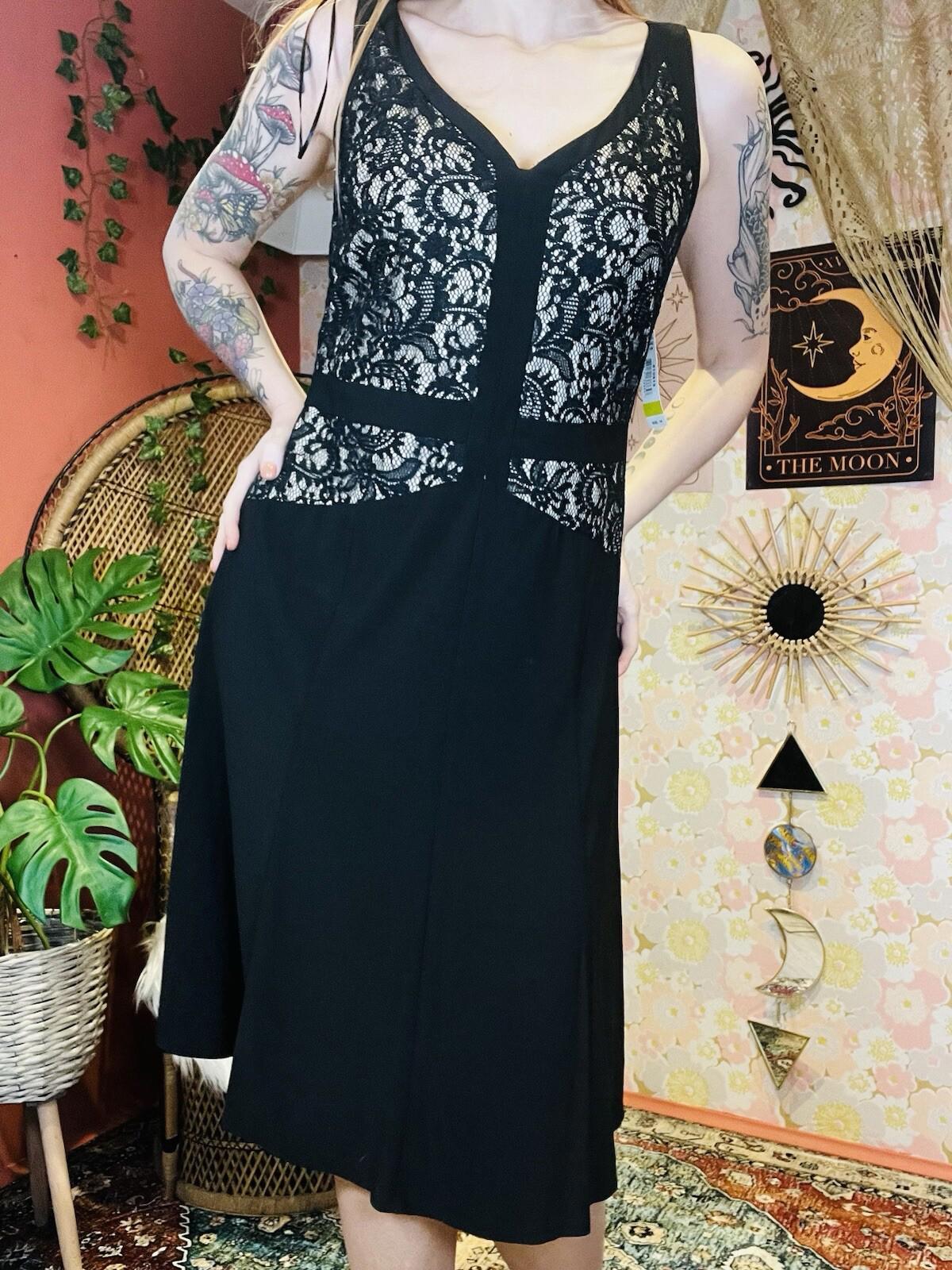Vintage 1980s Cocktail Dress By R&M Richards Elegant Sleeveless Black Size 14