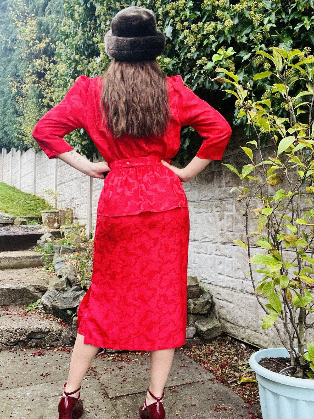 Vintage 1980s Cocktail Dress Red Size 10 12 Retro 80s Peplum Dress With Belt
