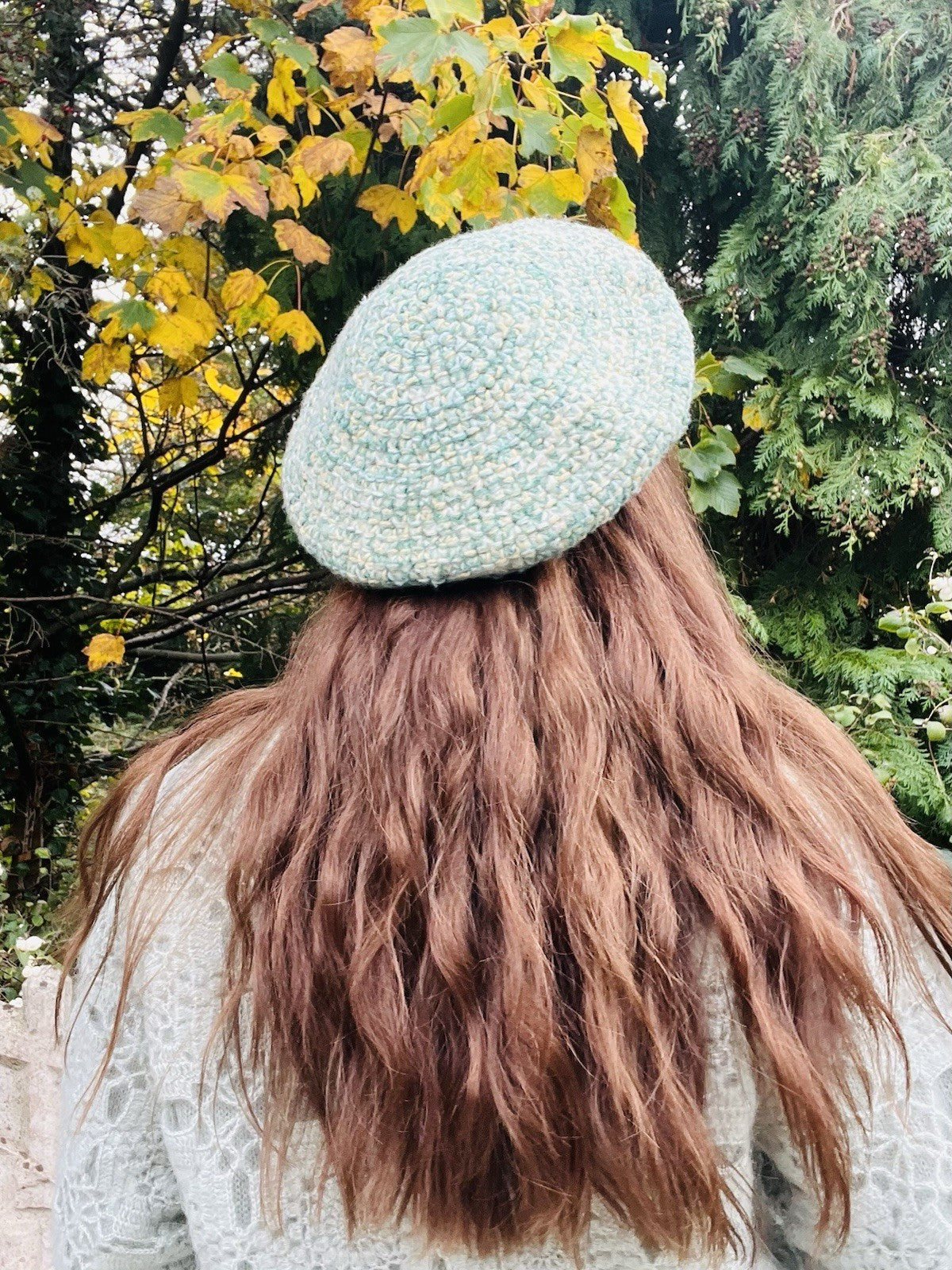 Vintage Knit Beret Hat 56com Small Retro Knitted Green Beige Preppy Hat