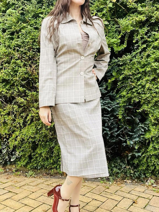 Vintage 1970s Tailored Suit By Slimma 2 Piece Skirt and Blazer Tartan Plaid 14