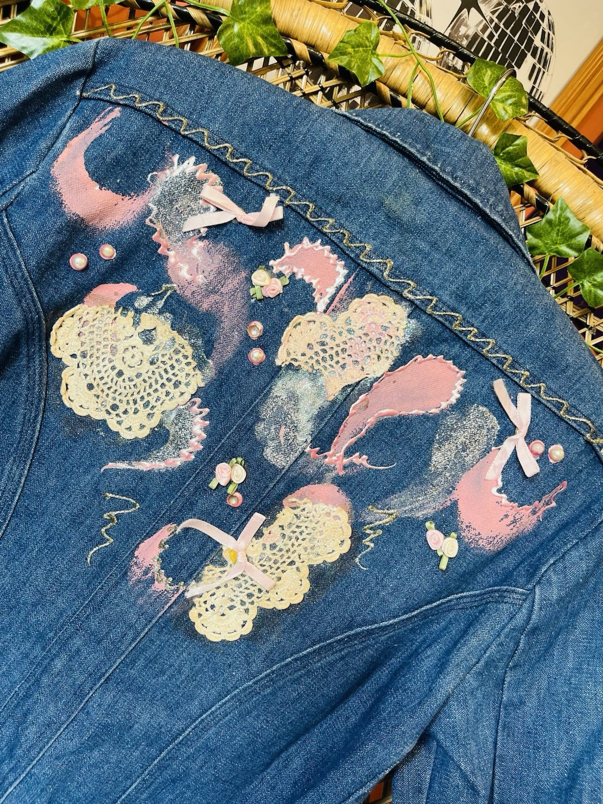 Vintage 1970s Denim Jacket Reworked Donothing Sedgefield Retro Festival Coat S