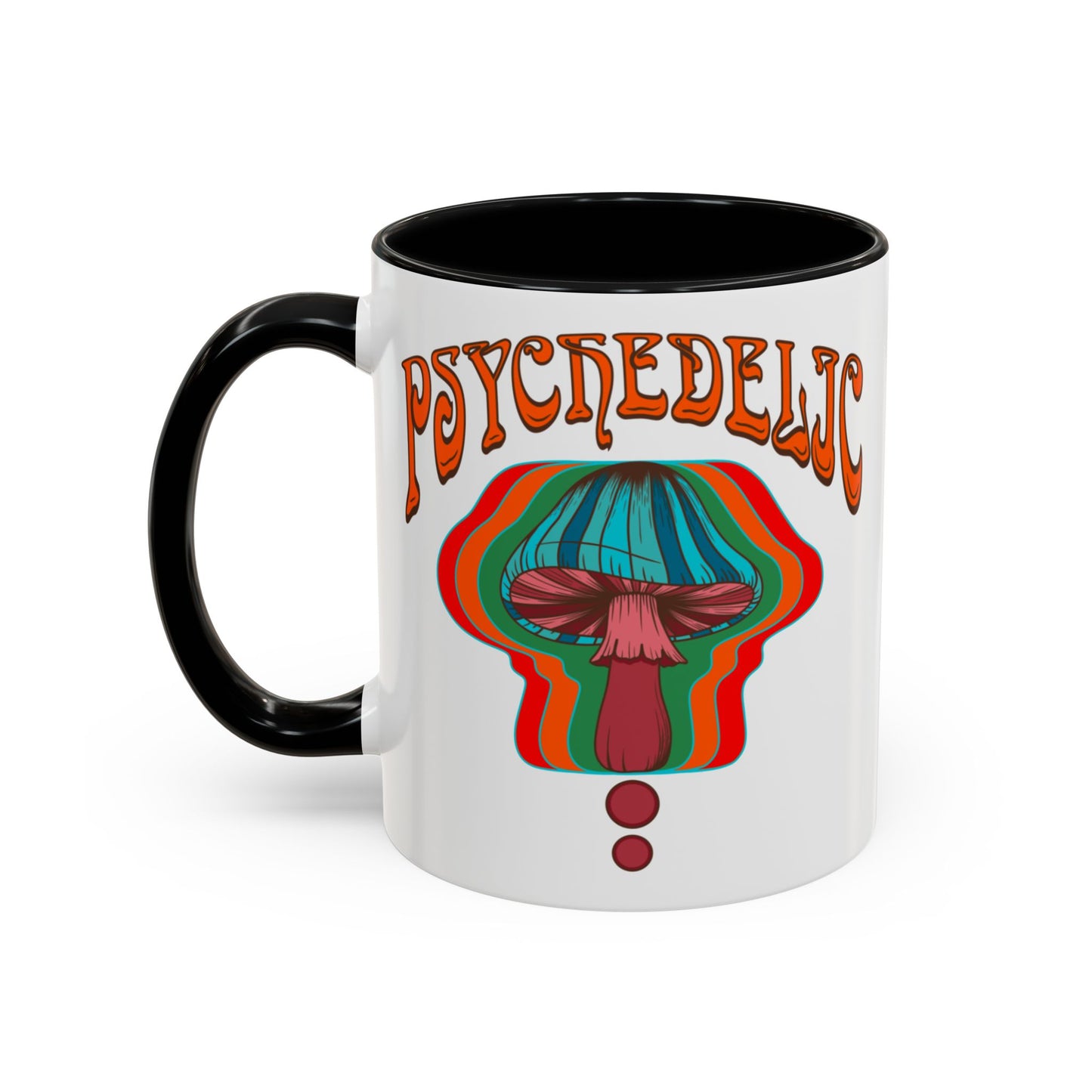 Trippy mushroom mug, hippie retro 60s 70s tea and coffee mug, Psychedelic ceramic drink cup