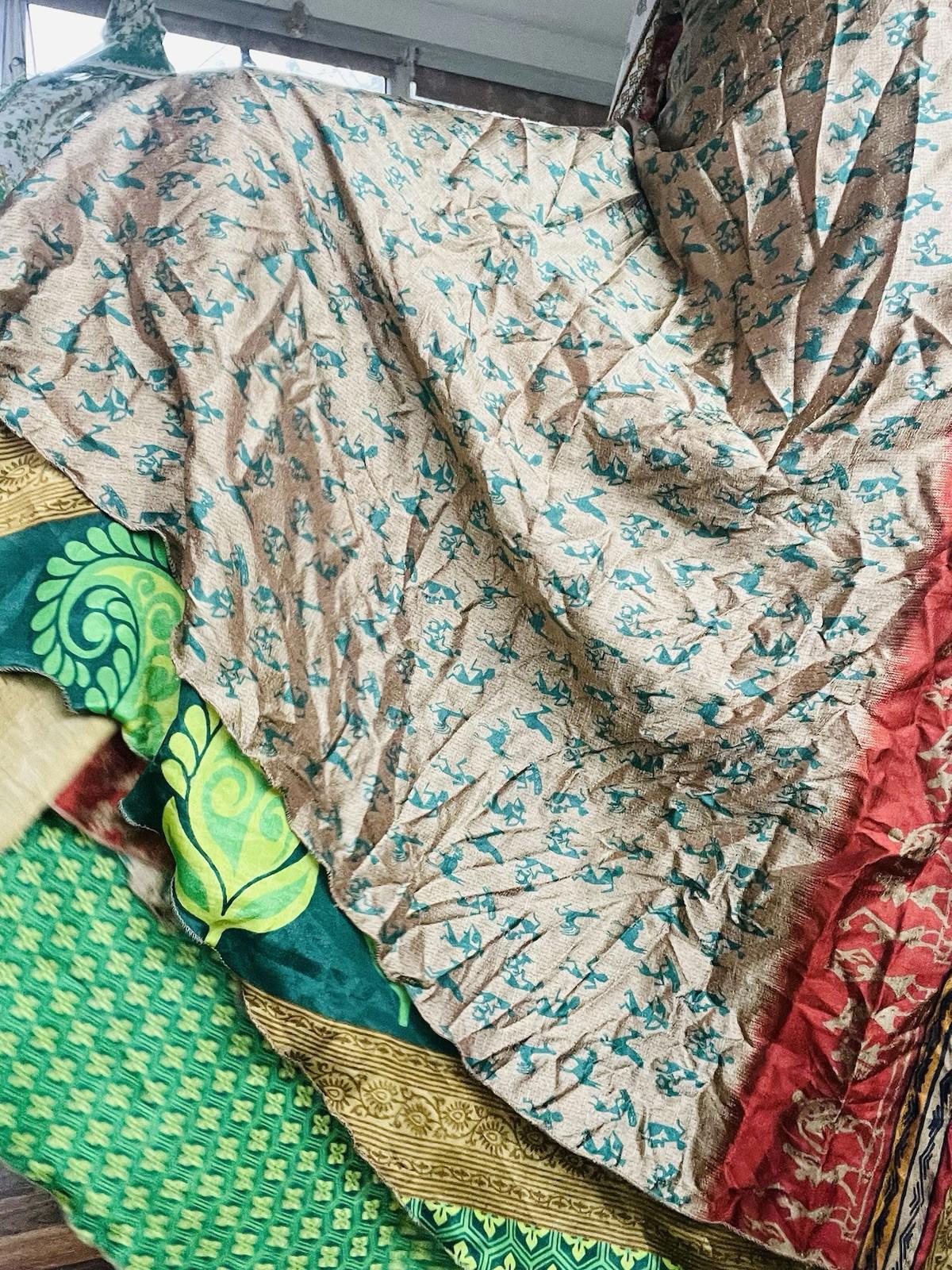 Layered Hippie Maxi Skirt Vintage Sari Silk Hippie Boho Long Gypsy Wrap Skirt