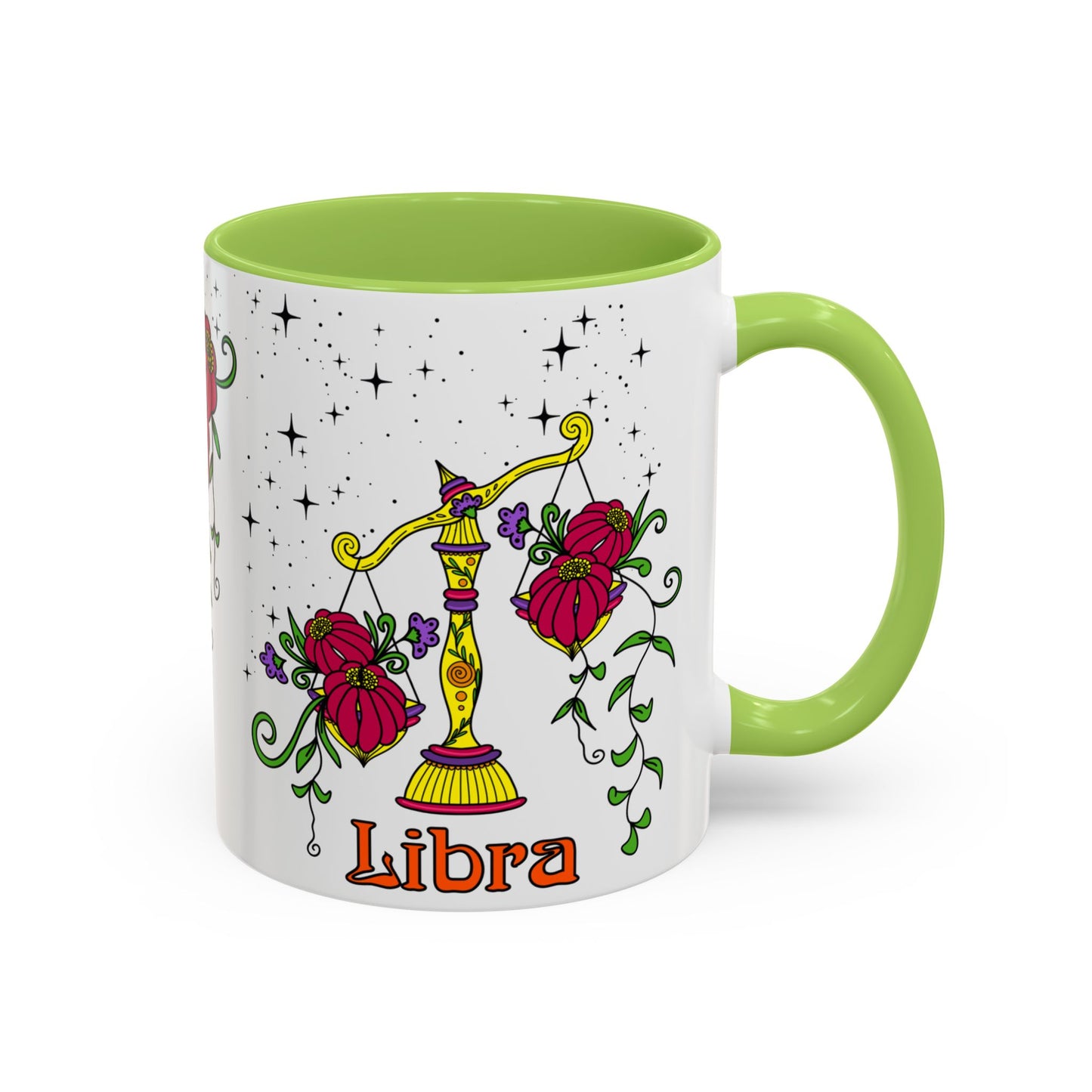 Libra star sign mug, Scales zodiac astrology coffee cup, Horoscope birthday gift mug, Bold retro colourful Design ceramic mug